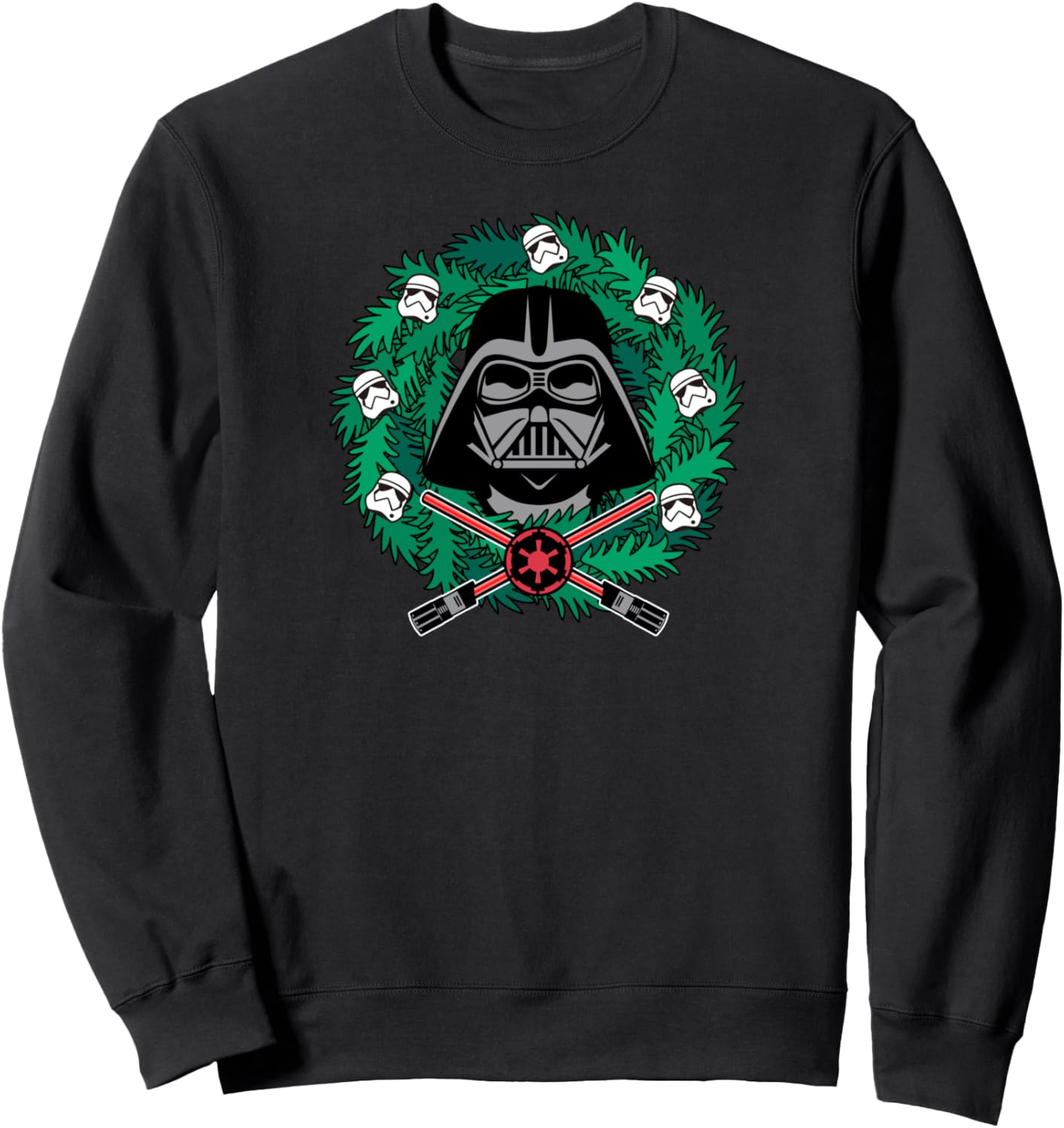 Amazon Essentials Star Wars Darth Vader Helmet Holiday Christmas Wreath Sweatshirt