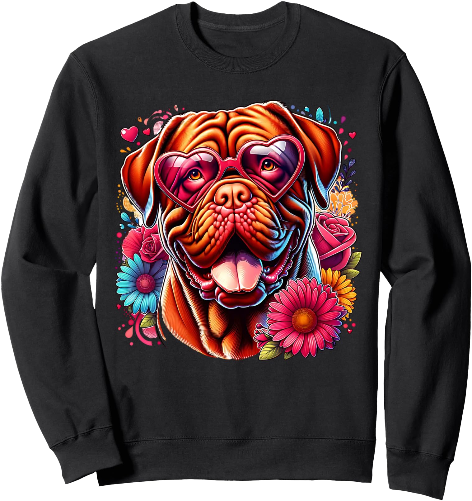 Dogue de Bordeaux Dog St Valentines Day Artwork Sweatshirt