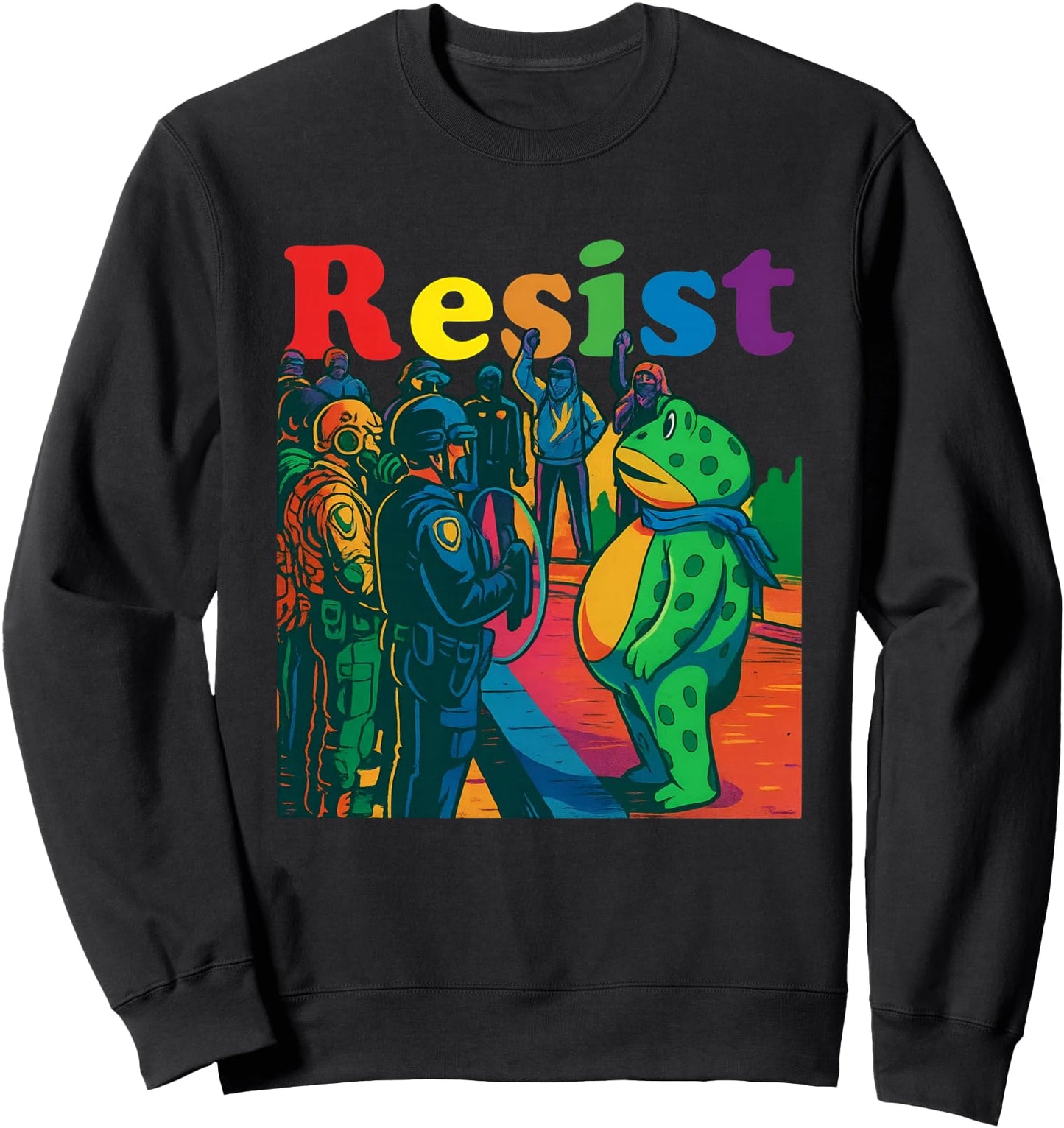 Frogs Resist Portland Frog Protest Vintage Activist Freedom Sweatshirt