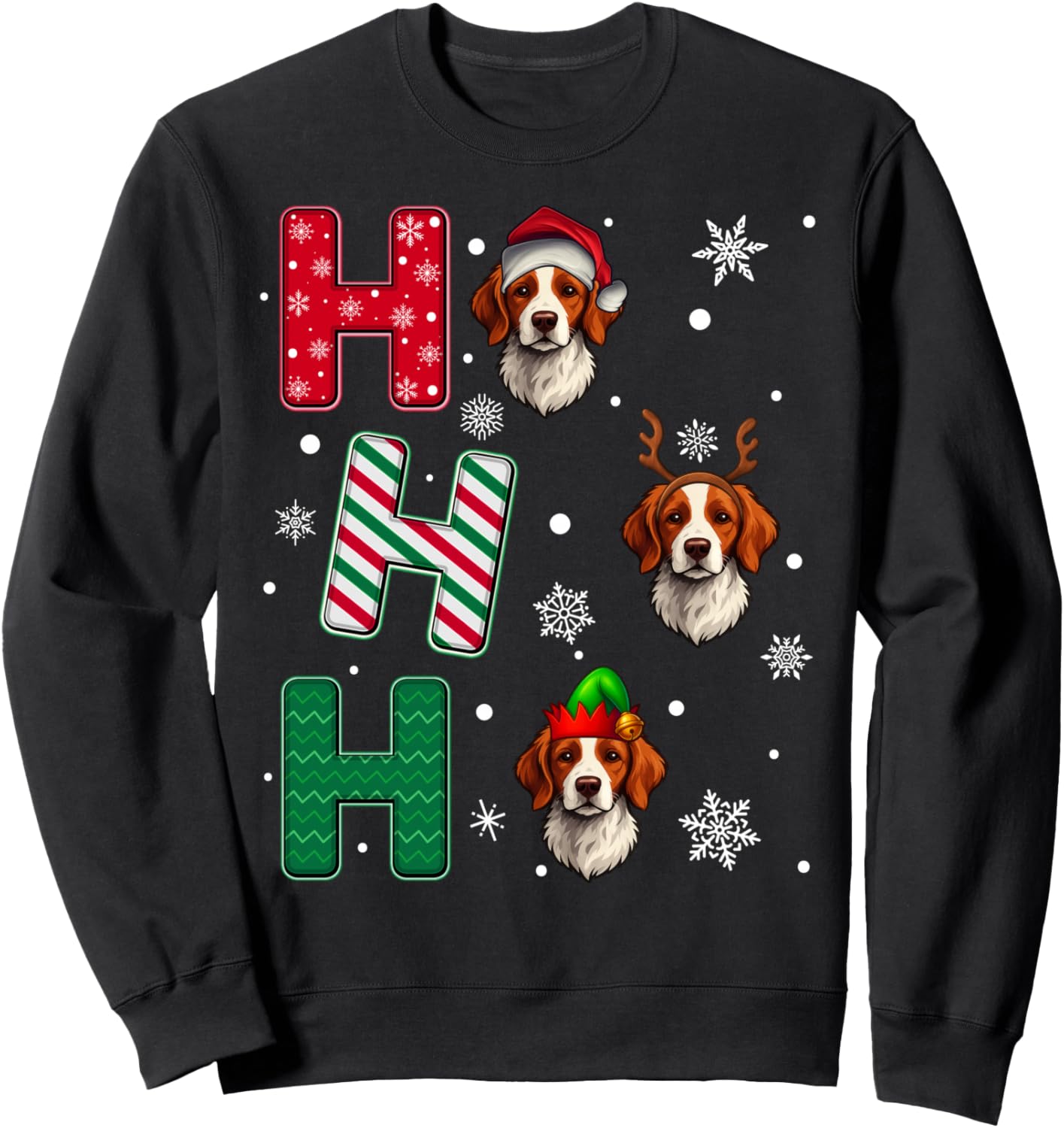 Ho Ho Ho Brittany Spaniel Dog Lover Christmas Santa Elf Xmas Sweatshirt