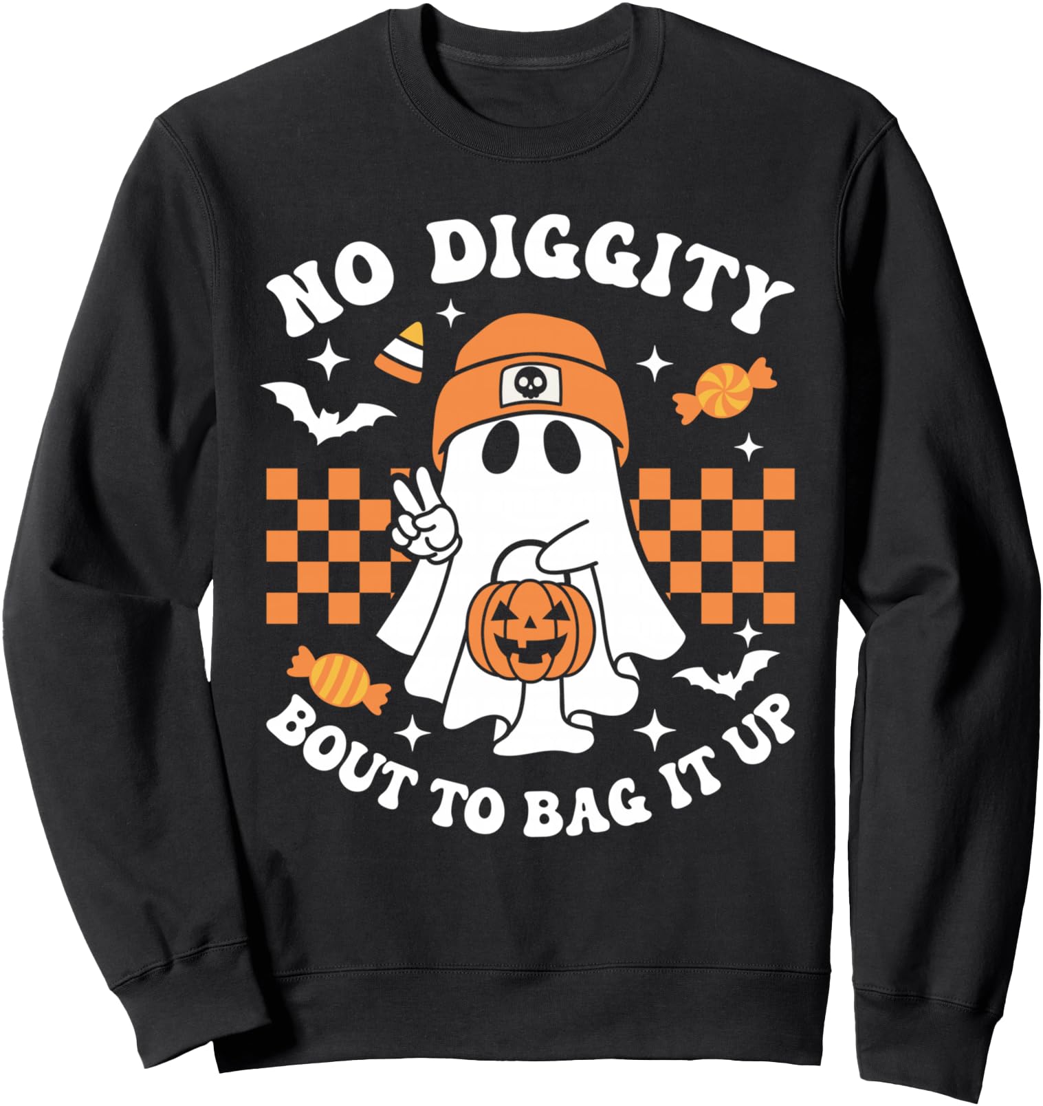 Halloween Ghost No Diggity Bout To Bag It Up Toddler Sweatshirt