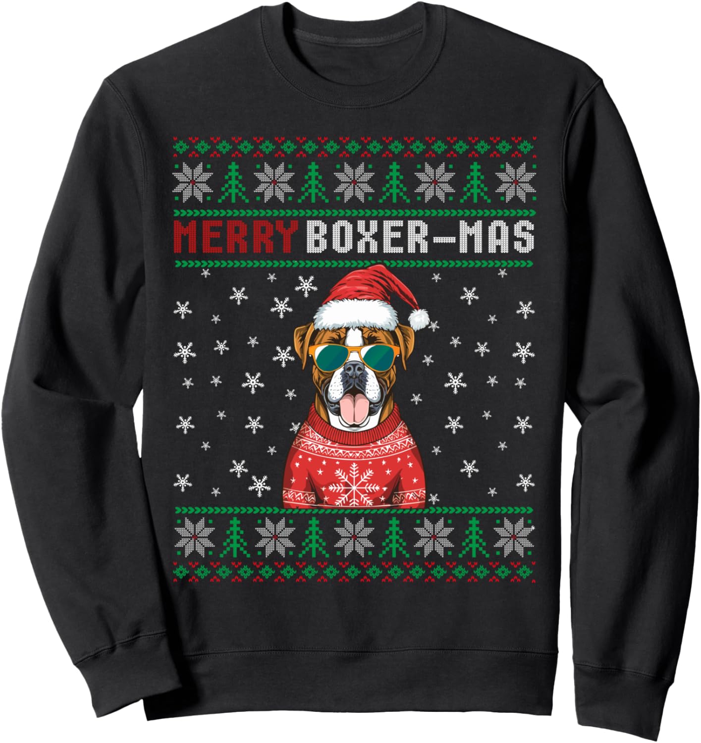 Merry Boxermas Ugly Christmas Sweater Dog Lovers Sweatshirt