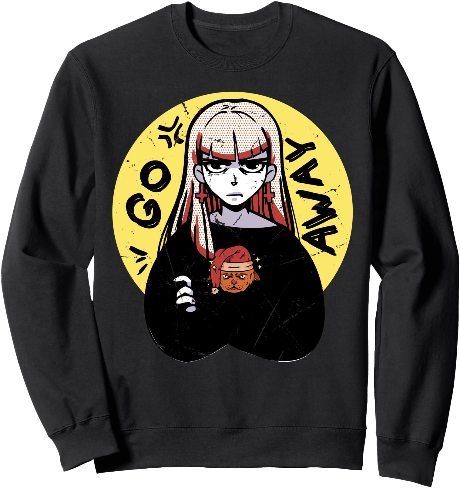 Christmas Cat - Anime Angry Girl - Japanese Aesthetics Sweatshirt