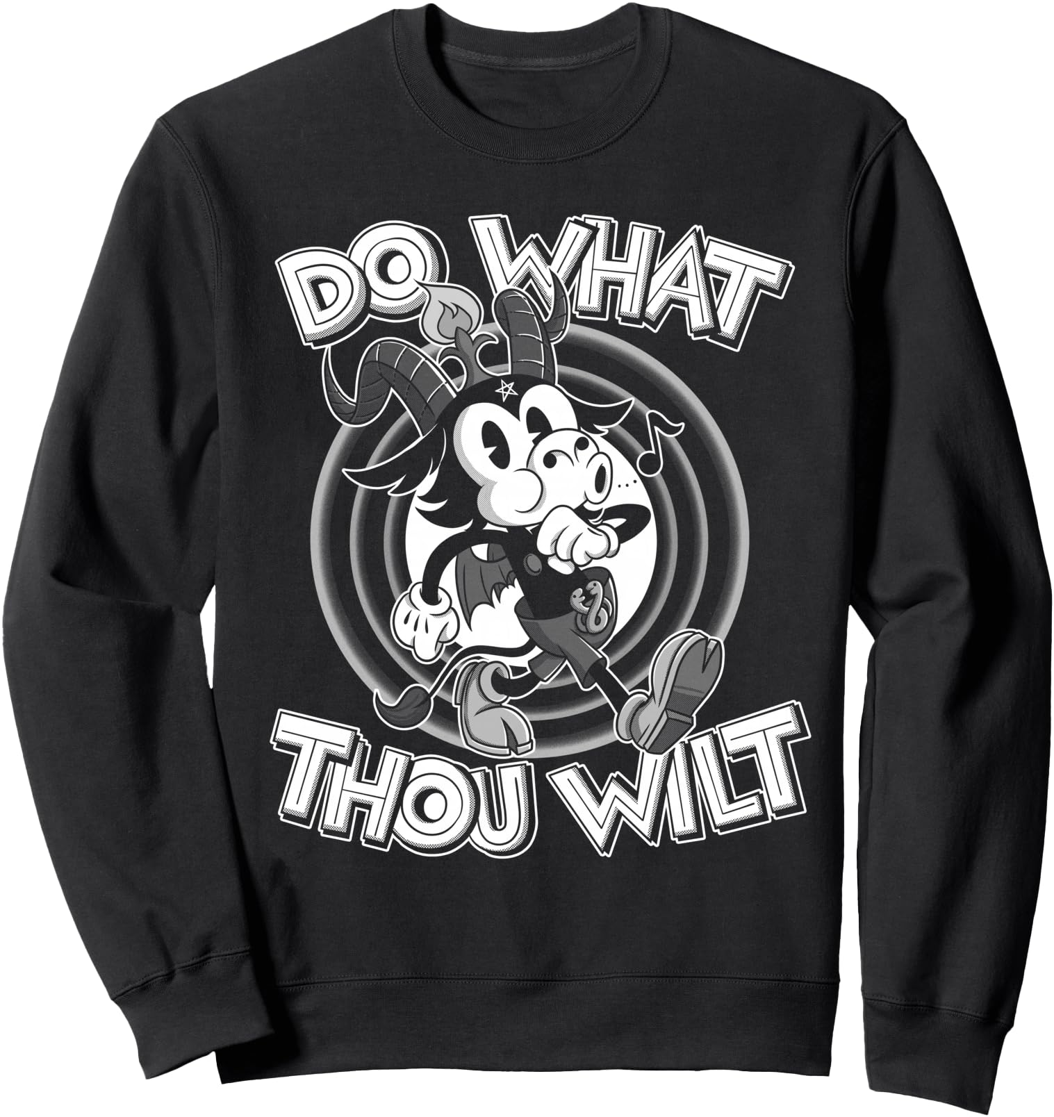 666 Do What Thou Wilt Satanic Baphomet 30s Cartoon Occult Sweatshirt