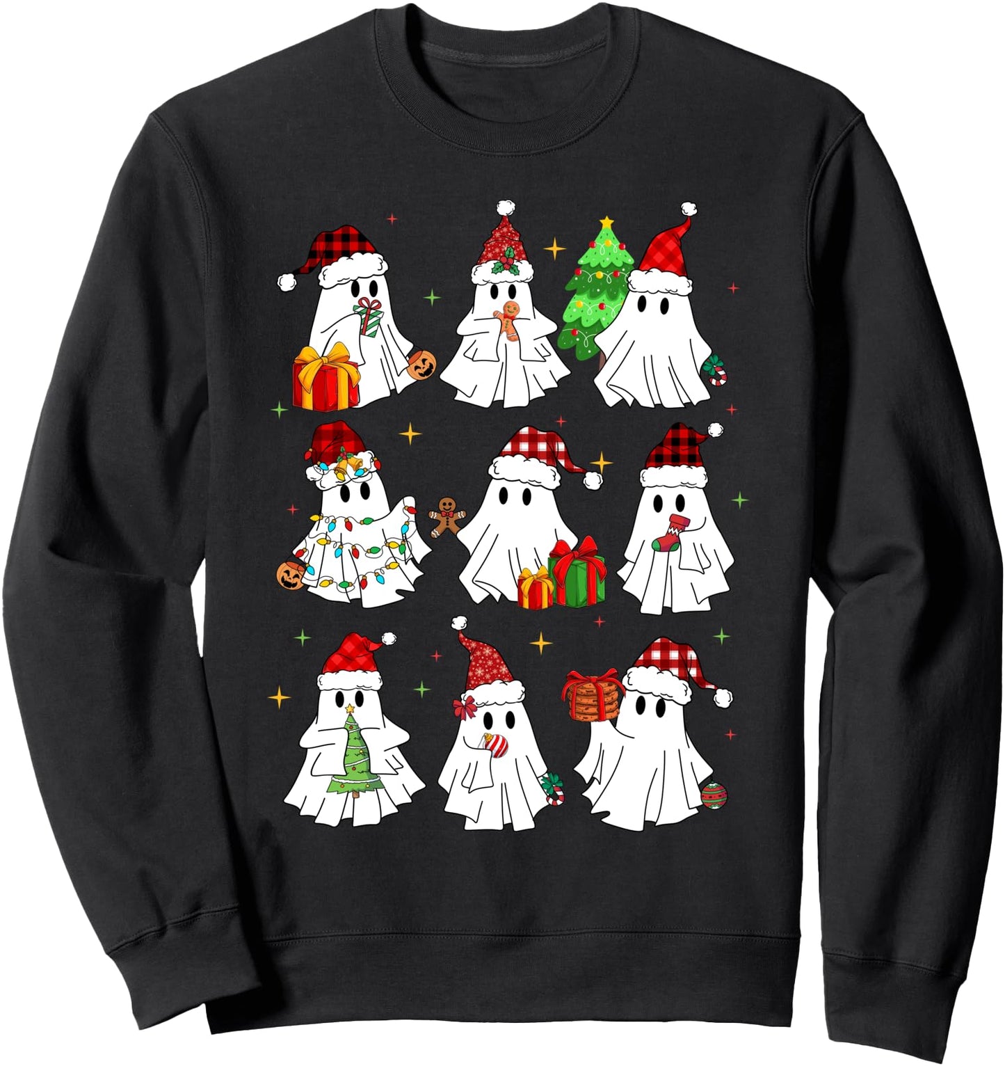Ghost Spooky Santa Hat Christmas Family Pajama Matching Sweatshirt