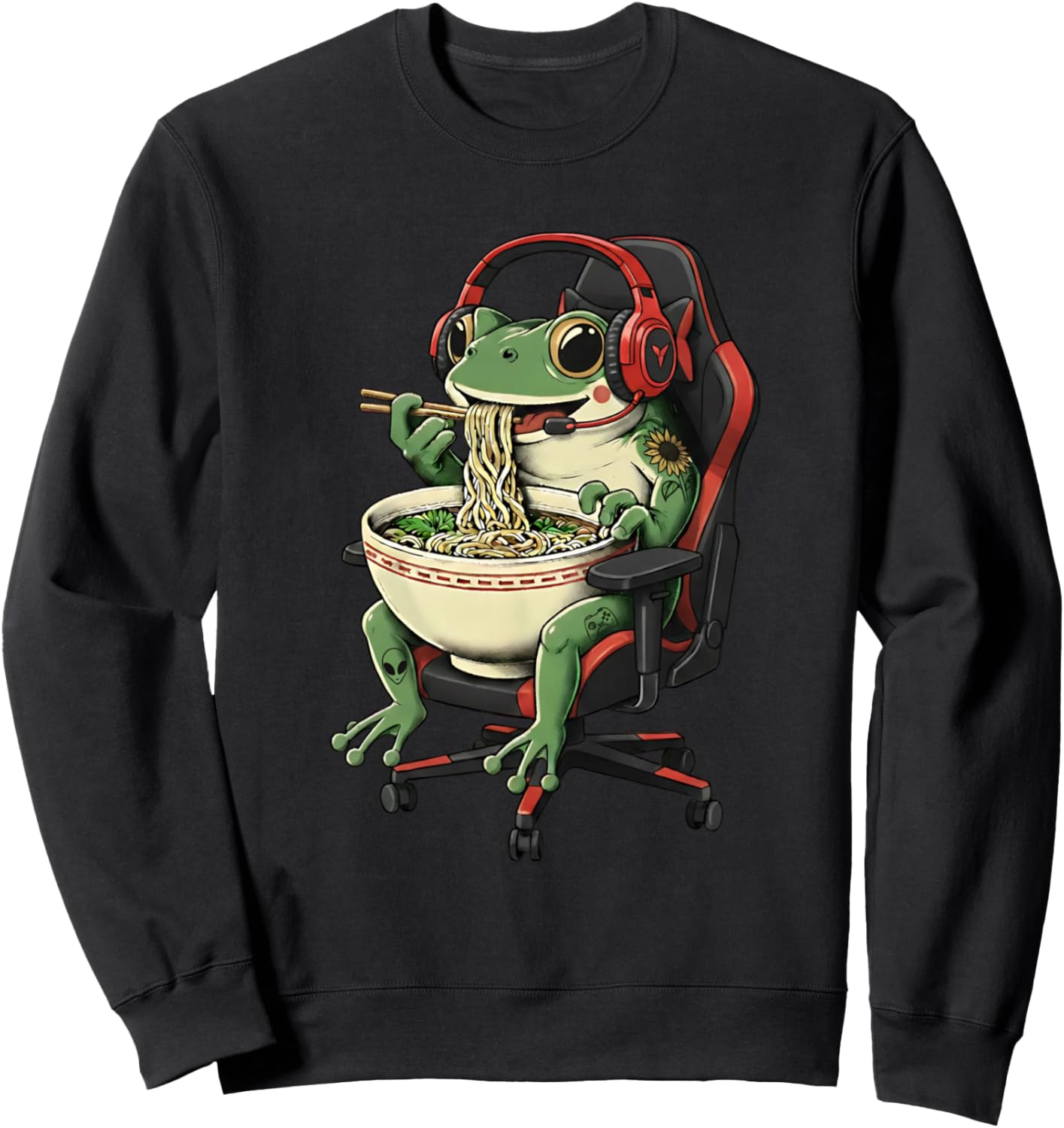 Frog Eating Ramen Kawaii Japanese Noodles Anime Gamer Sweatshirt