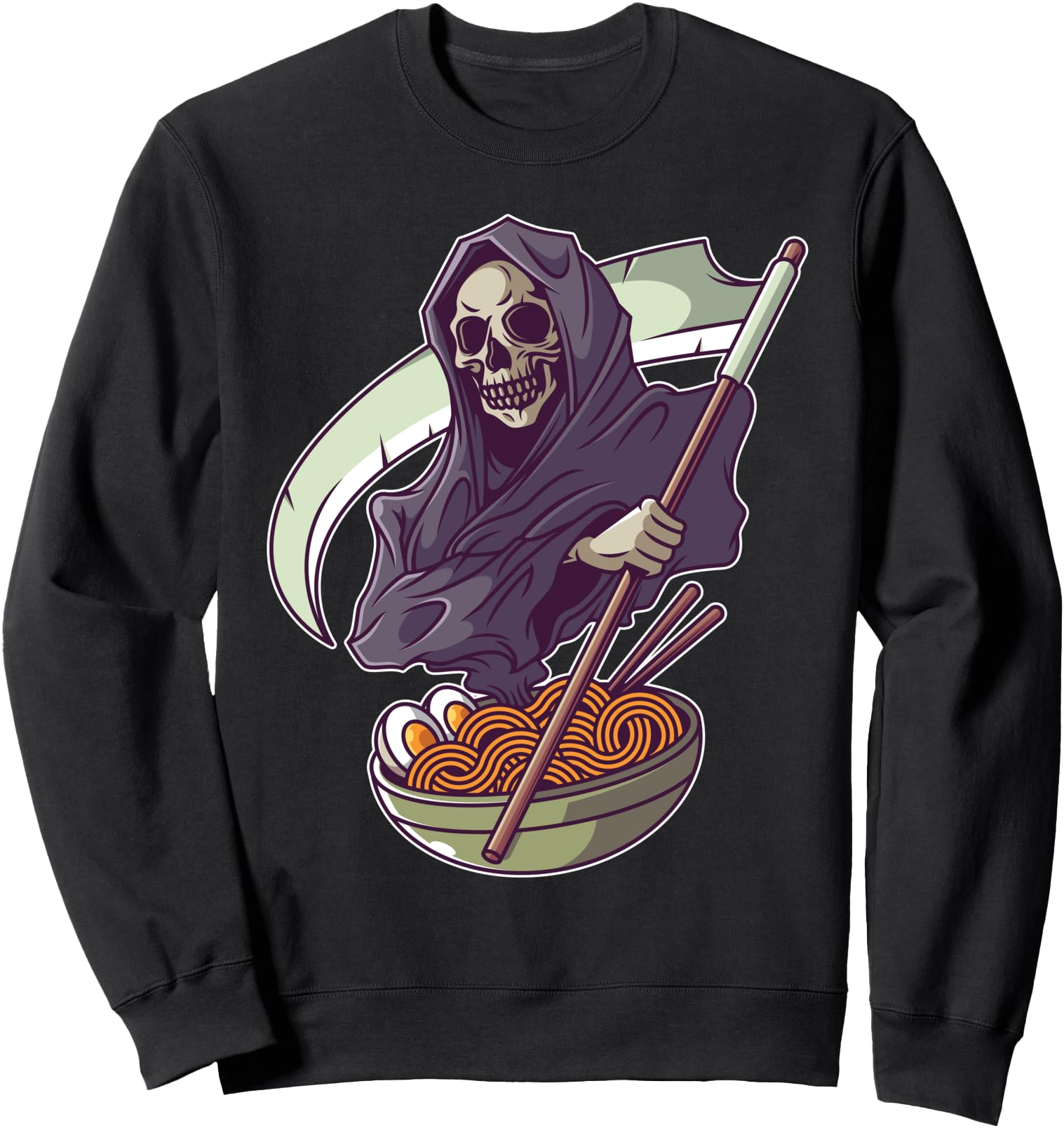Grim Reaper Ramen Noodles Halloween Skull Japanese Ramen Sweatshirt