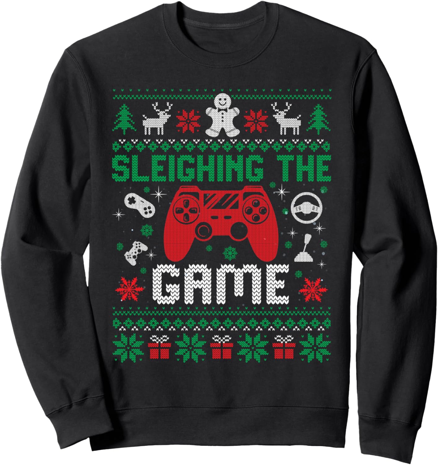 Sleighing The Game Ugly Christmas Sweater Gamer Video Game Sweatshirt