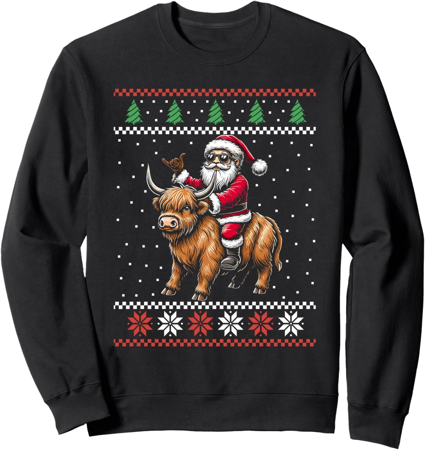 Santa Riding Highland Cow Ugly Christmas Sweater Xmas Sweatshirt