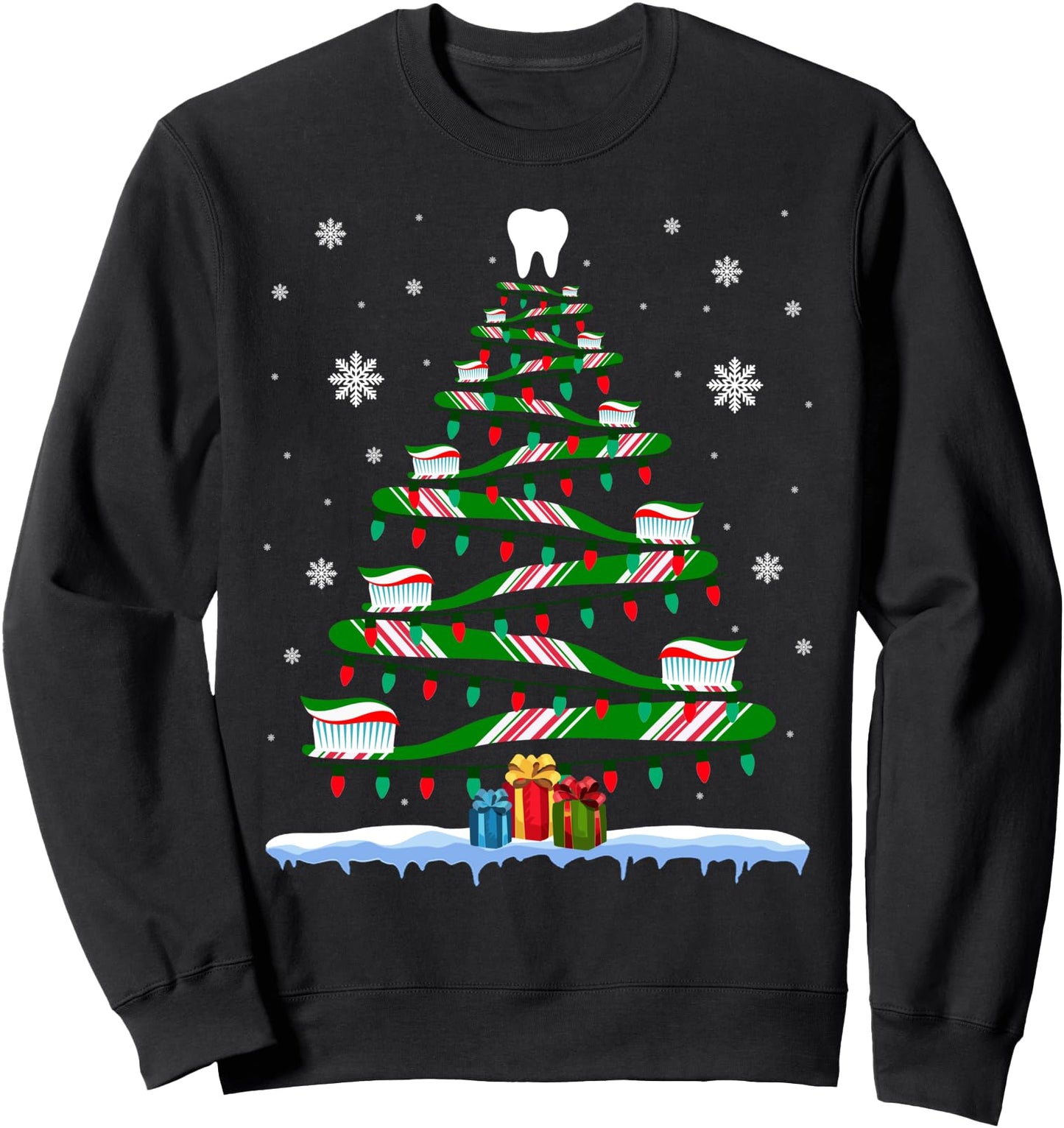 Dental Christmas Tooth Brush Christmas Tree Ugly Sweater Sweatshirt
