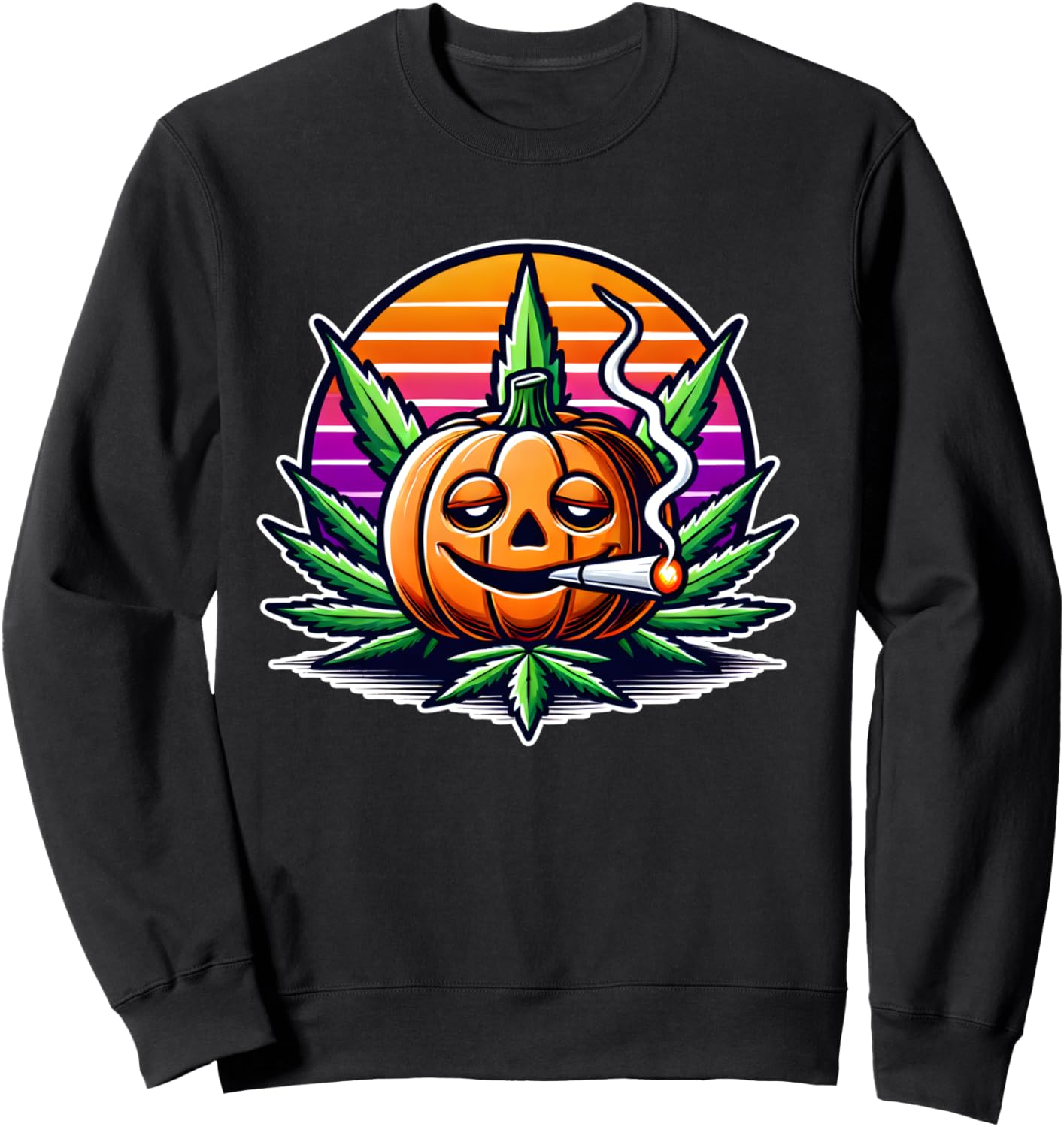 Stoner Pumpkin with Joint and Weed Sweatshirt