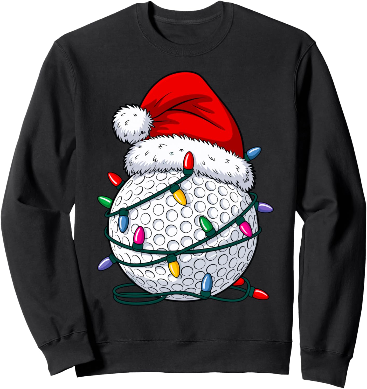 Golfing Ball Xmas Santa Hat Lights Golfer Christmas Golf Sweatshirt