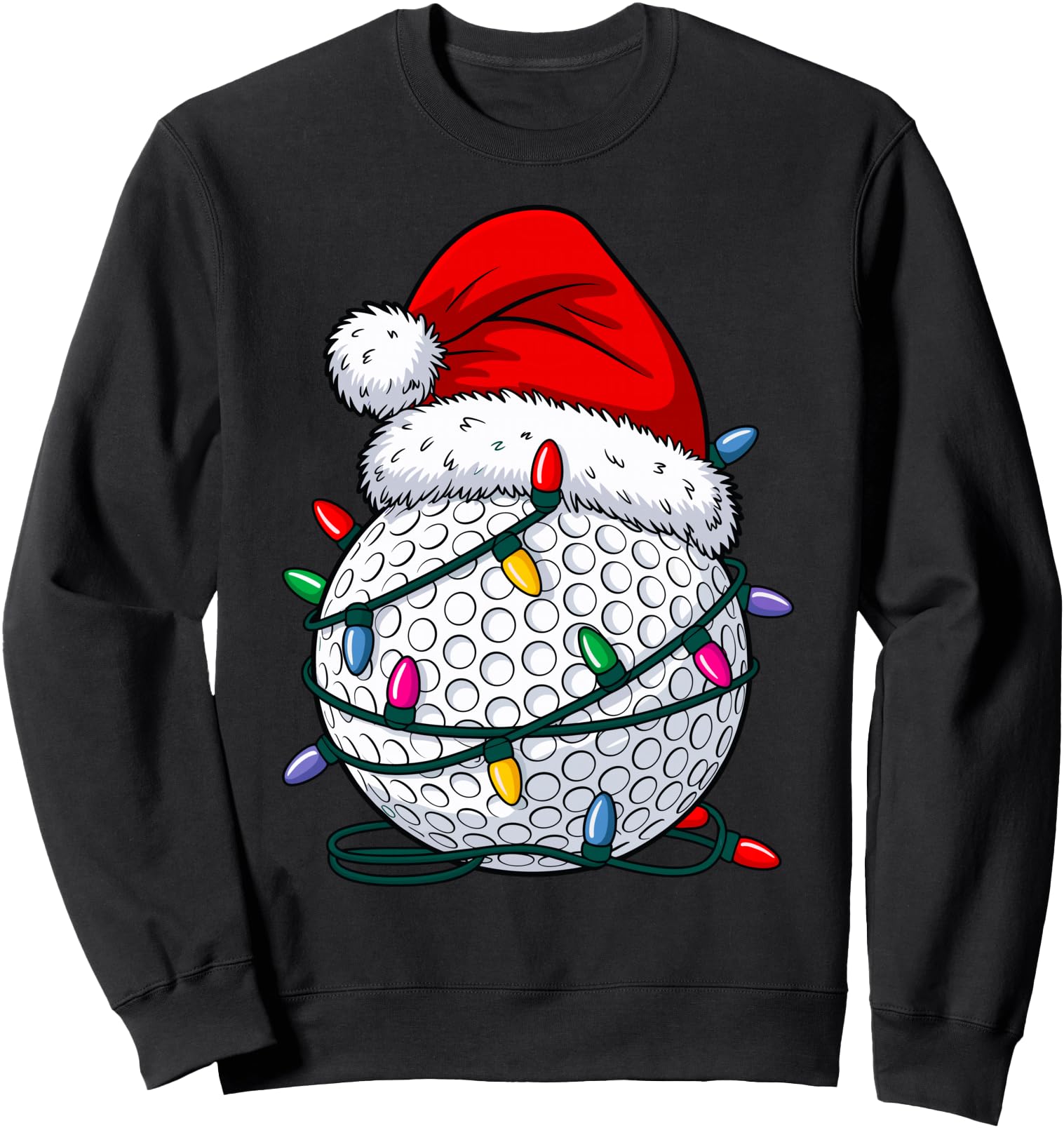 Golfing Ball Xmas Santa Hat Lights Golfer Christmas Golf Sweatshirt