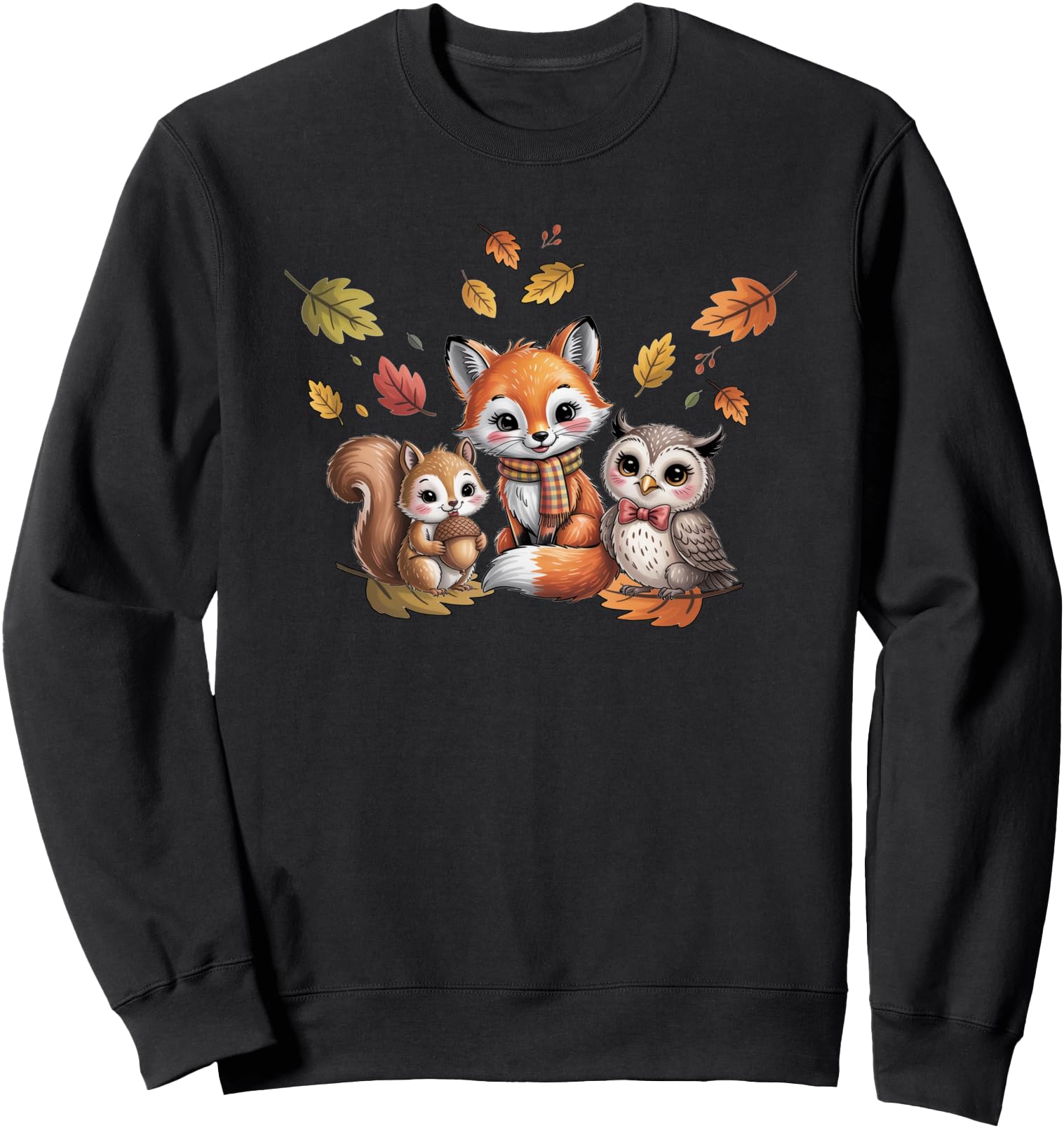 Cute Autumns Leaves Woodland Animals for Fall Sweatshirt