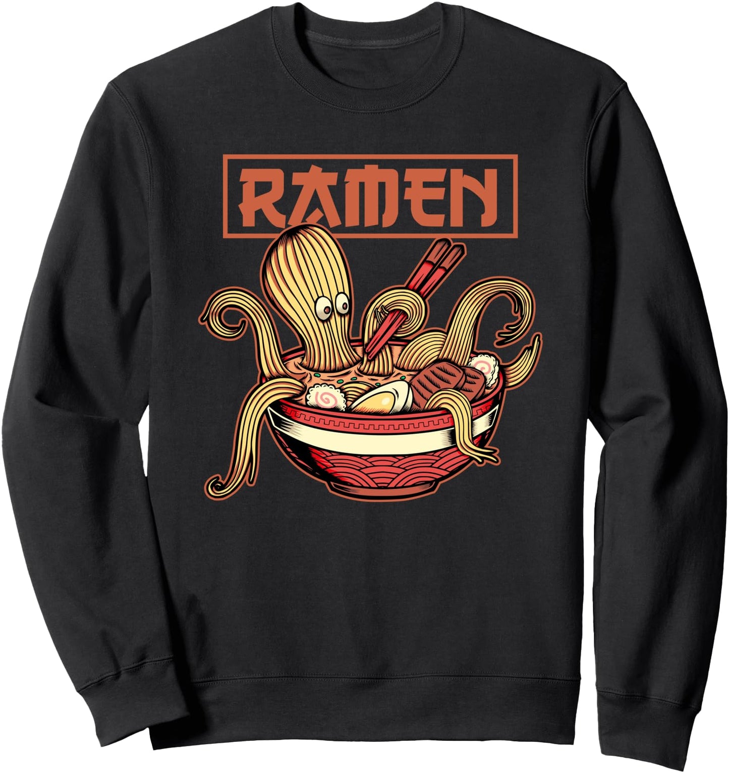 Ramen Noodles Vintage Retro Japanese Octopus Monster Bowl Sweatshirt