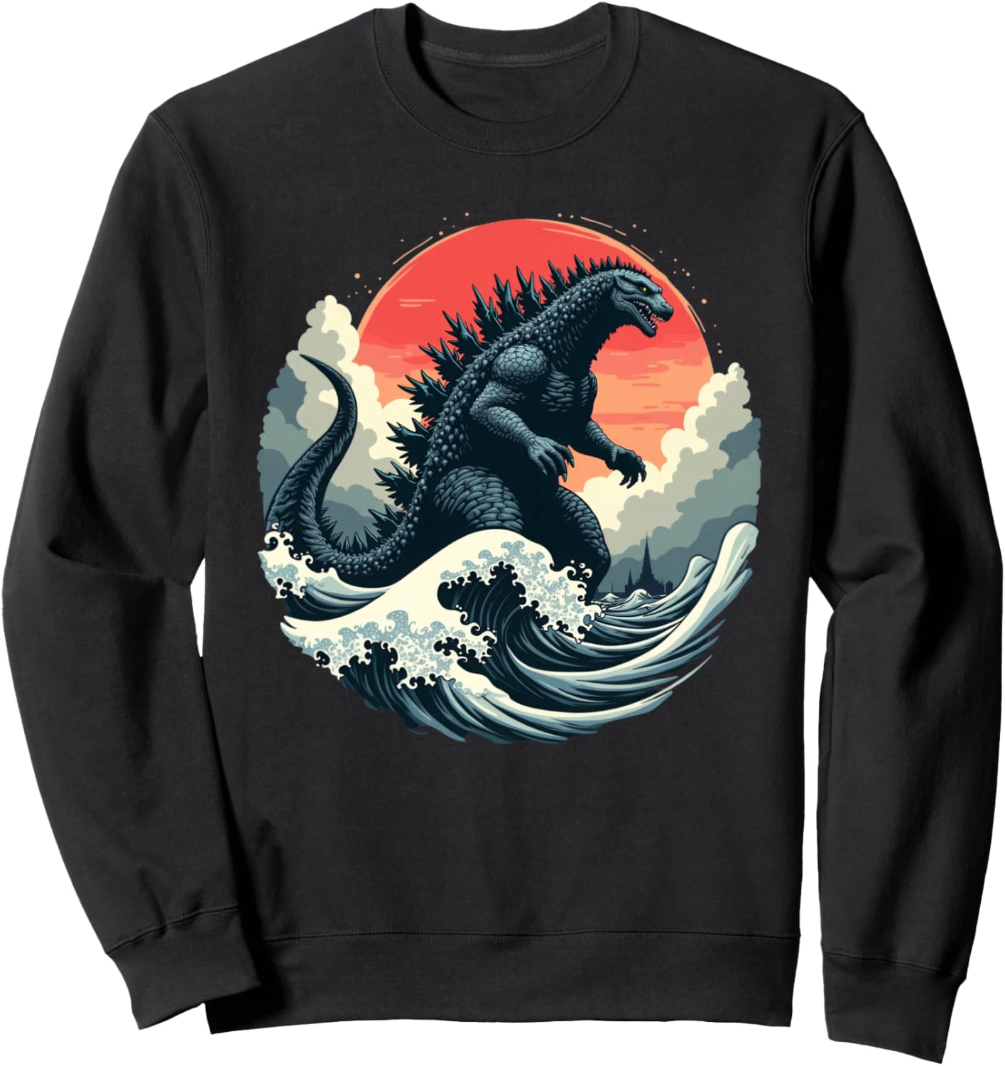 Vintage Japanese Kaiju Monster The Great Wave Off Kanagawa Sweatshirt