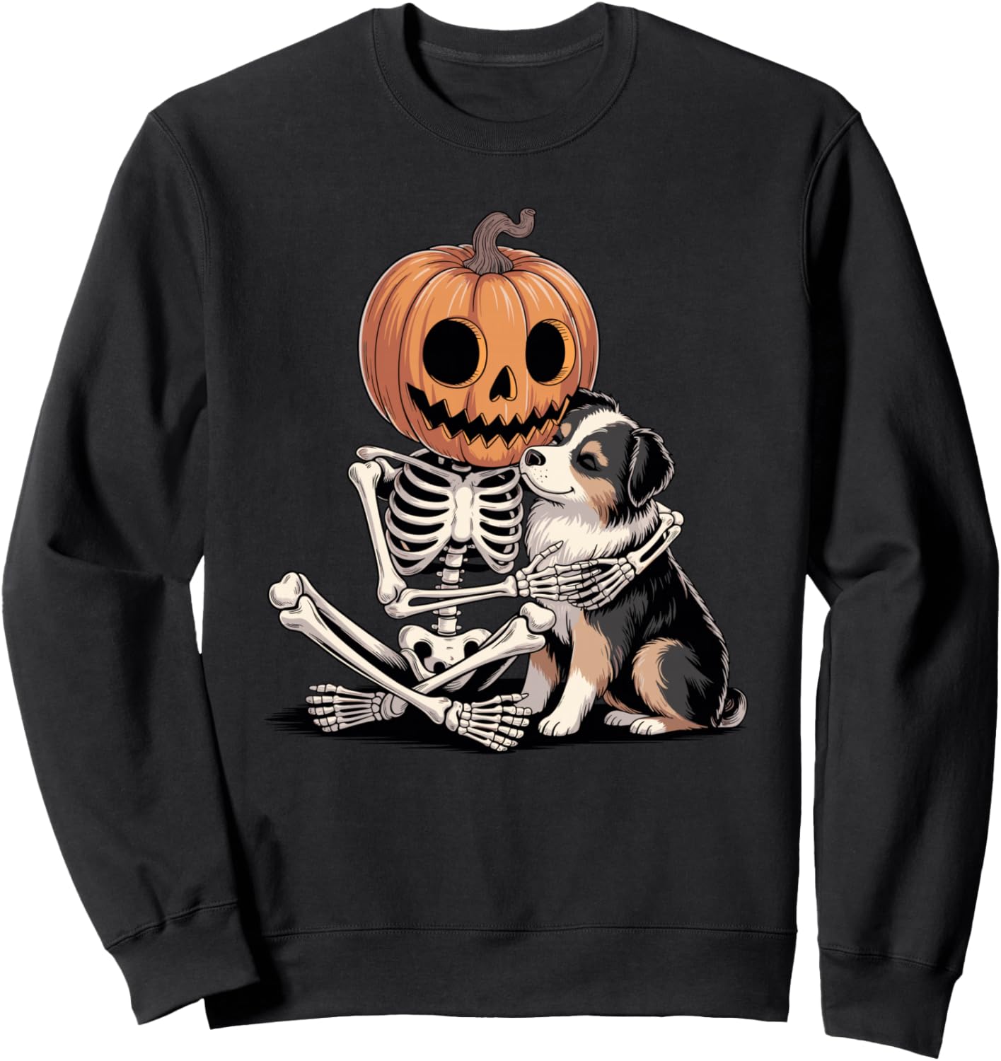 Halloween Skeleton Australian Shepherd Aussie Dog Sweatshirt