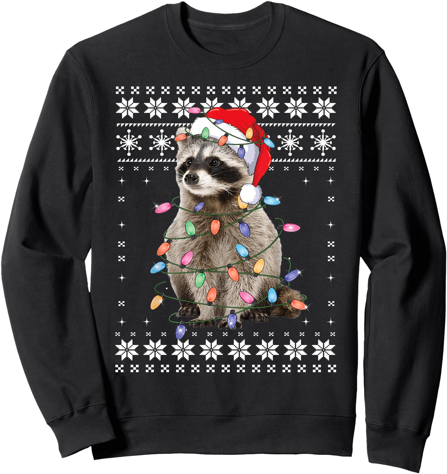 Raccoon Santa Trash Panda Christmas Ugly Sweater Pajamas Sweatshirt