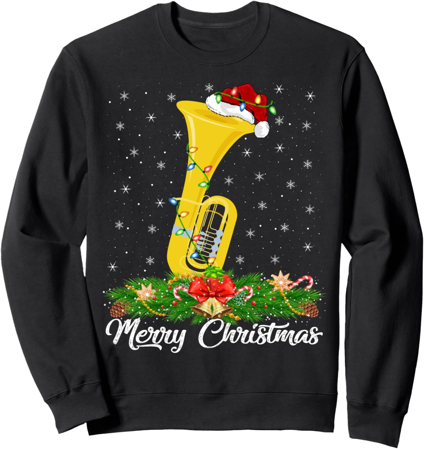 Tuba Music Lover Matching Santa Hat Tuba Christmas Sweatshirt