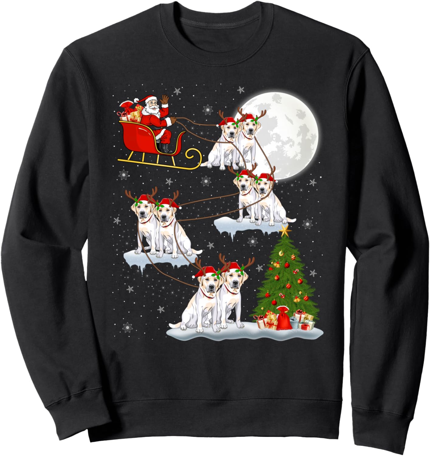 Labrador Retriever Dog Santa Sleigh Flying Funny Christmas Sweatshirt