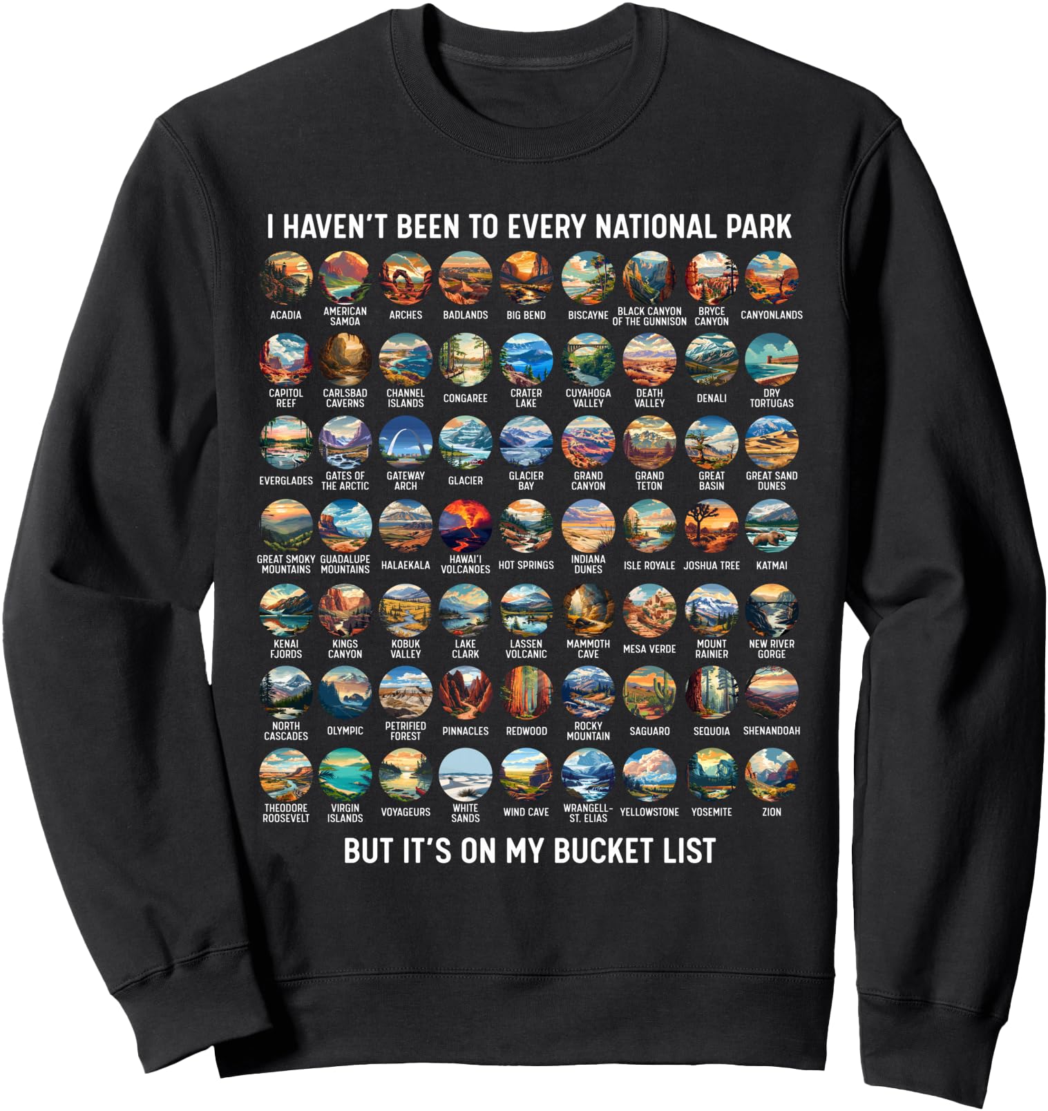 All US National Park Checklist Bucket List Of National Parks Sweatshirt