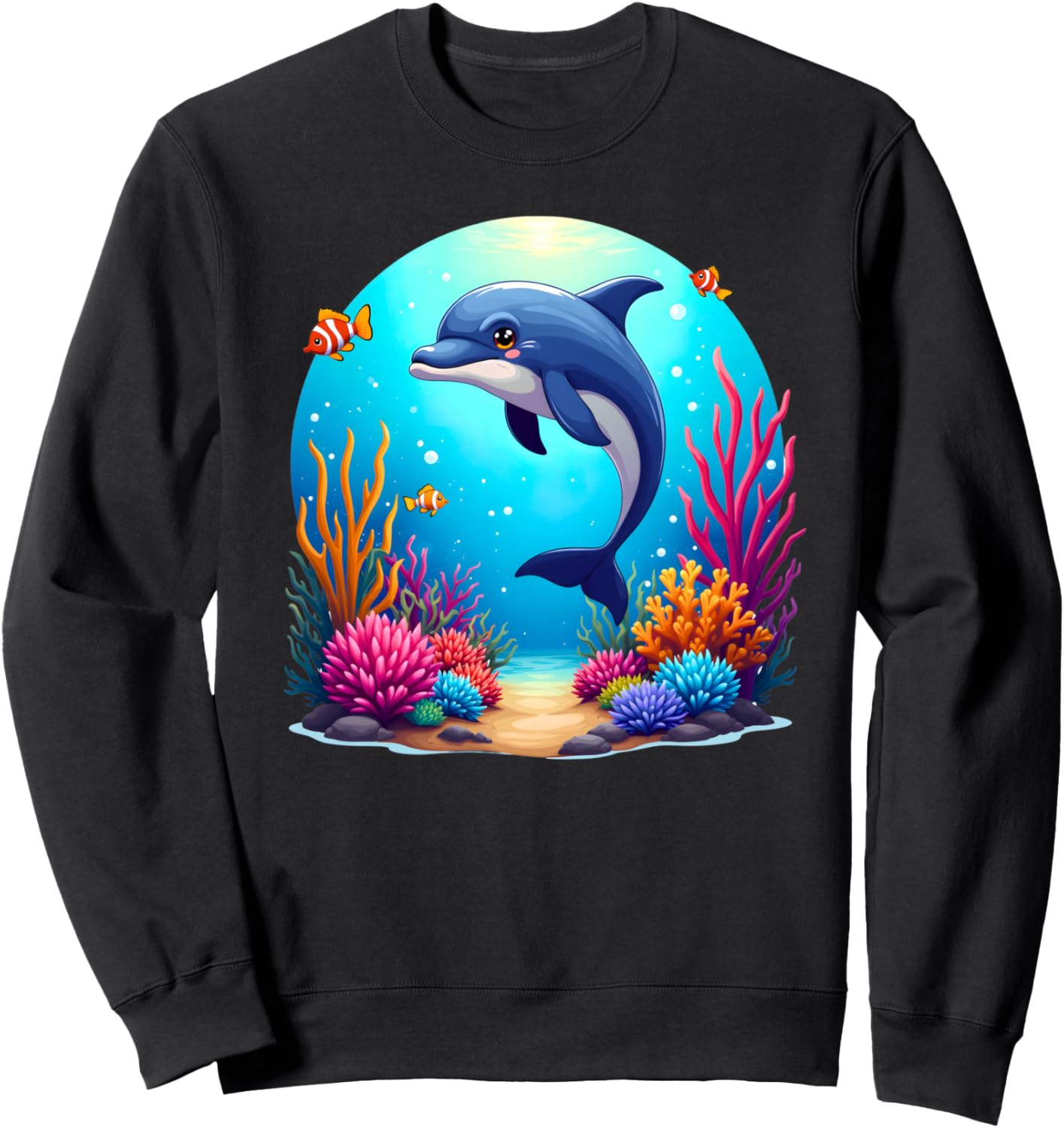 Cute Dolphin Ocean Life Underwater Scene Marine Animals Sweatshirt