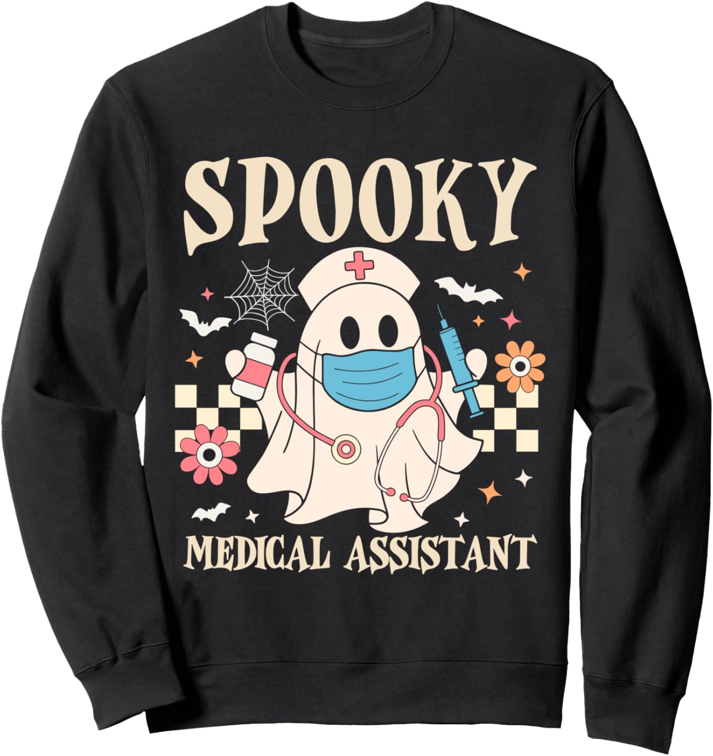 Groovy Spooky Medical Assistant Cute Halloween Med Assistant Sweatshirt