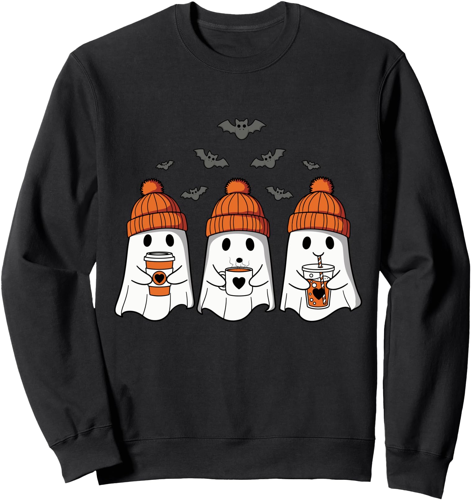 Ghost Drinking Coffee Ice Coffee Pumpkin Halloween Autumn Sweatshirt