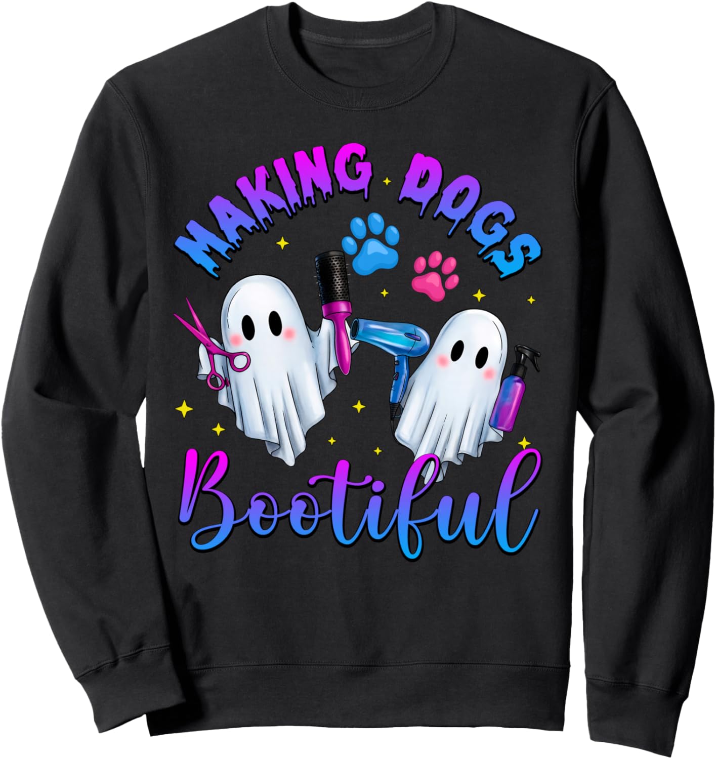 Making Dogs Bootiful Ghost Pet Groomer Halloween Men Women Sweatshirt