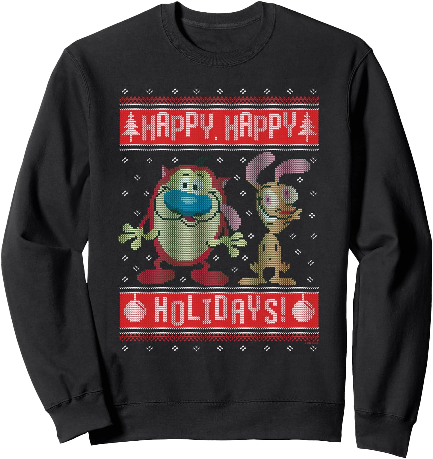 Ren and Stimpy Happy, Happy Holidays Christmas Sweatshirt