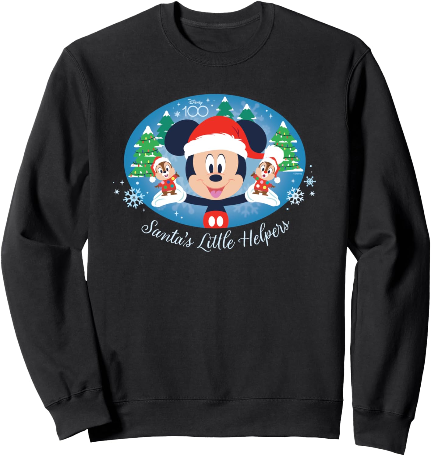Disney 100 Mickey Chip Dale Santa\u2019s Little Helpers Christmas Sweatshirt