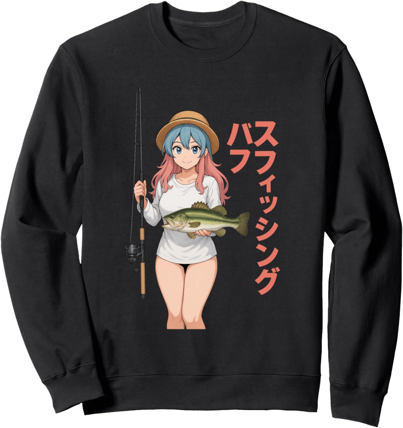 Sexy Kawaii Anime Girl japanese Fisherman Girl Bass Fishing Sweatshirt