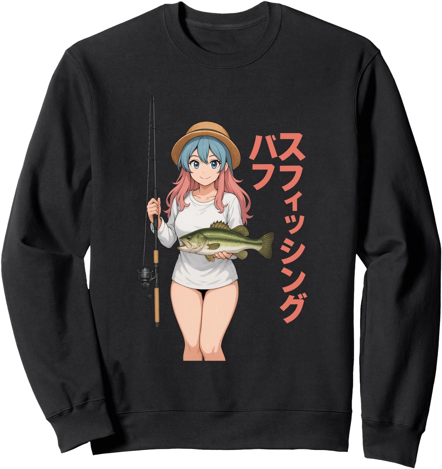 Sexy Kawaii Anime Girl japanese Fisherman Girl Bass Fishing Sweatshirt