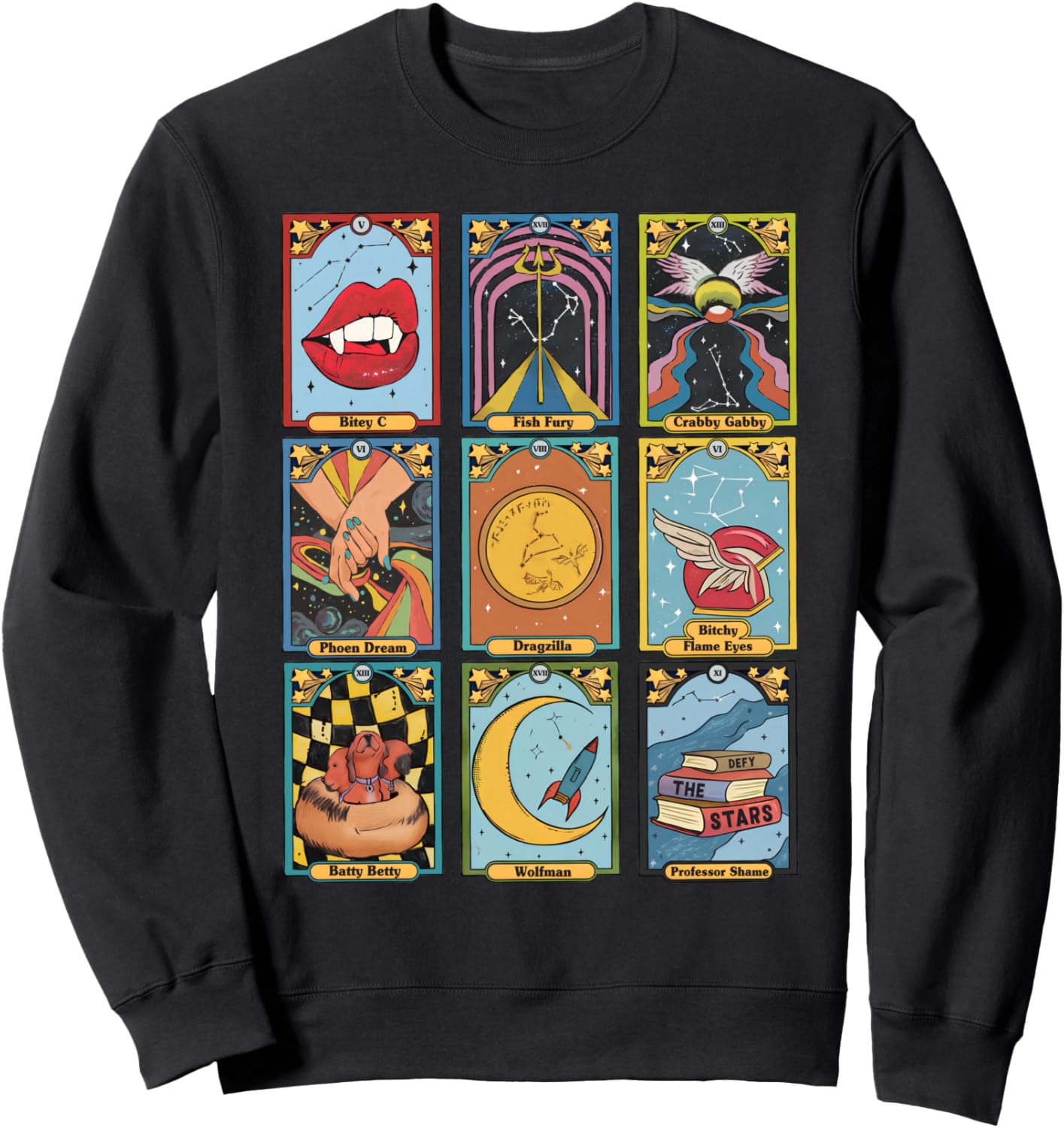 Retro Zodiac Academy Tarot Card Character Sweatshirt