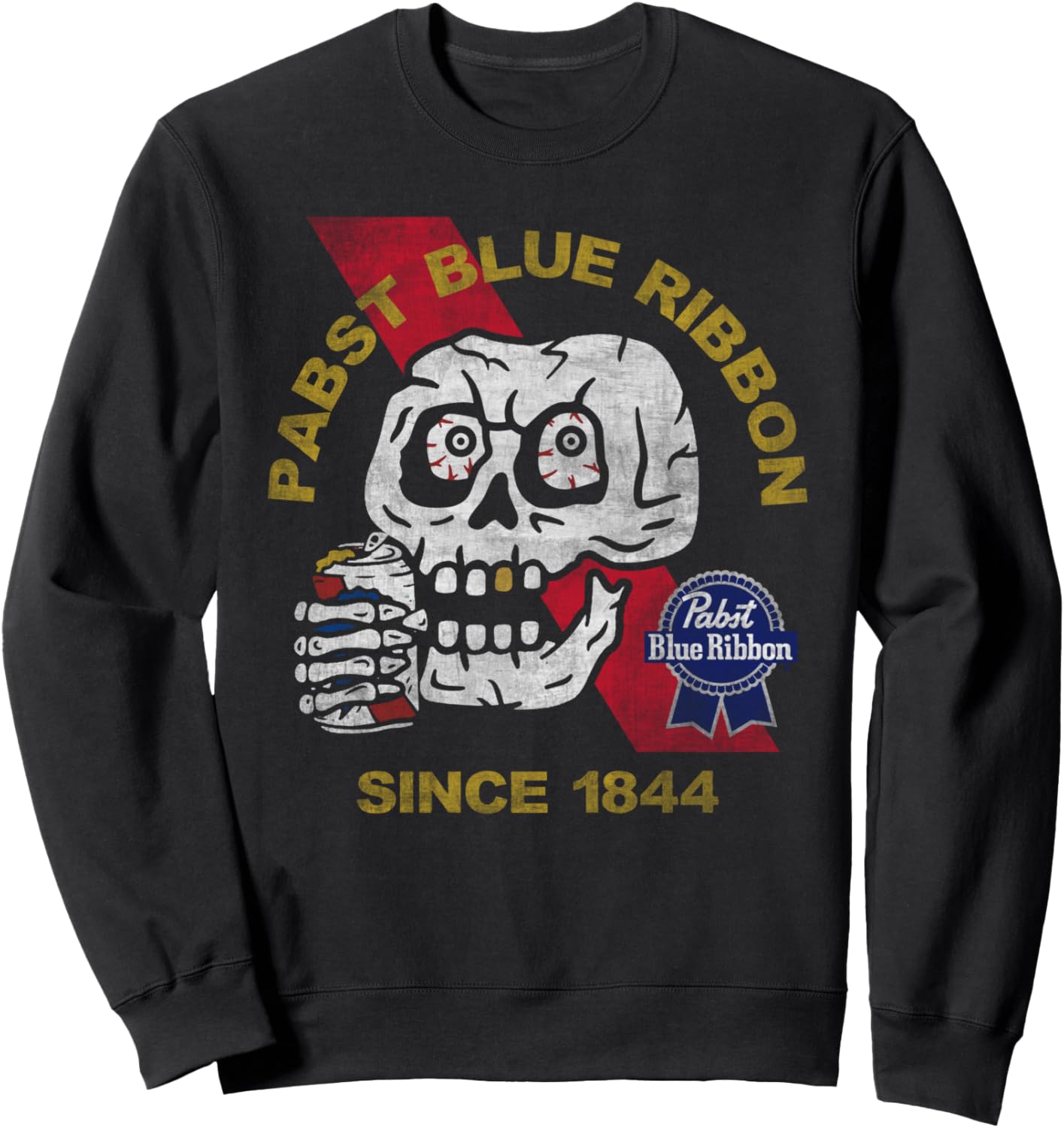 Weathered Pabst Beer Skull Since 1844 Sweatshirt