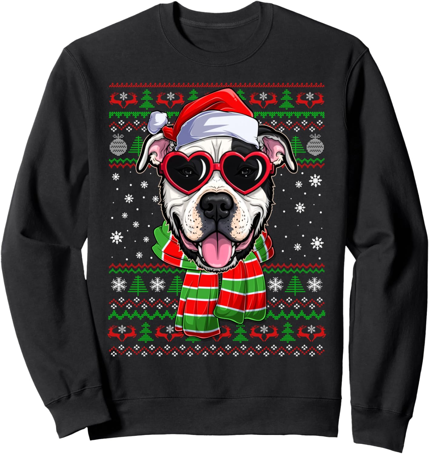 Pitbull Dog Christmas Ugly Sweater Funny Santa Hat Dog Xmas Sweatshirt