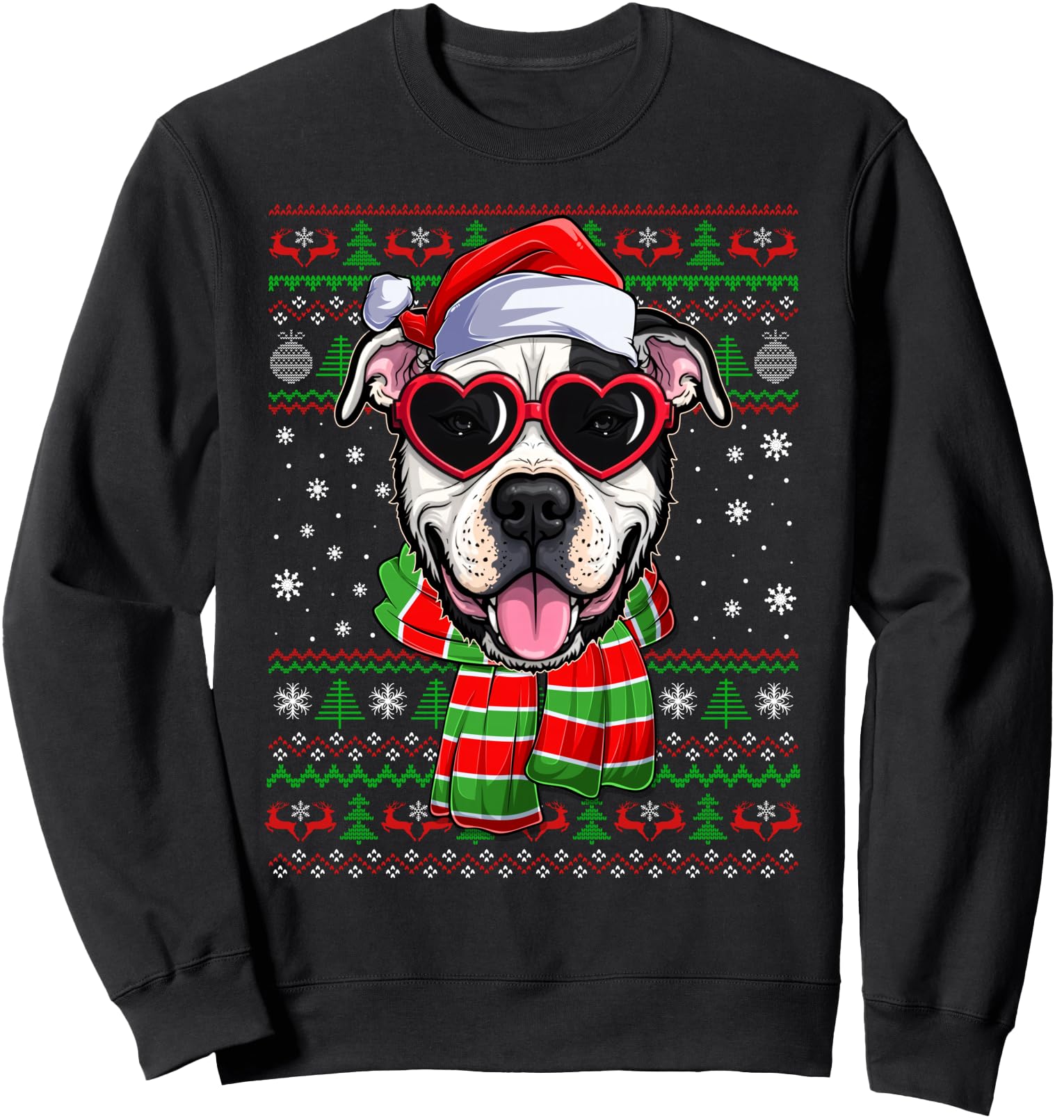 Pitbull Dog Christmas Ugly Sweater Funny Santa Hat Dog Xmas Sweatshirt