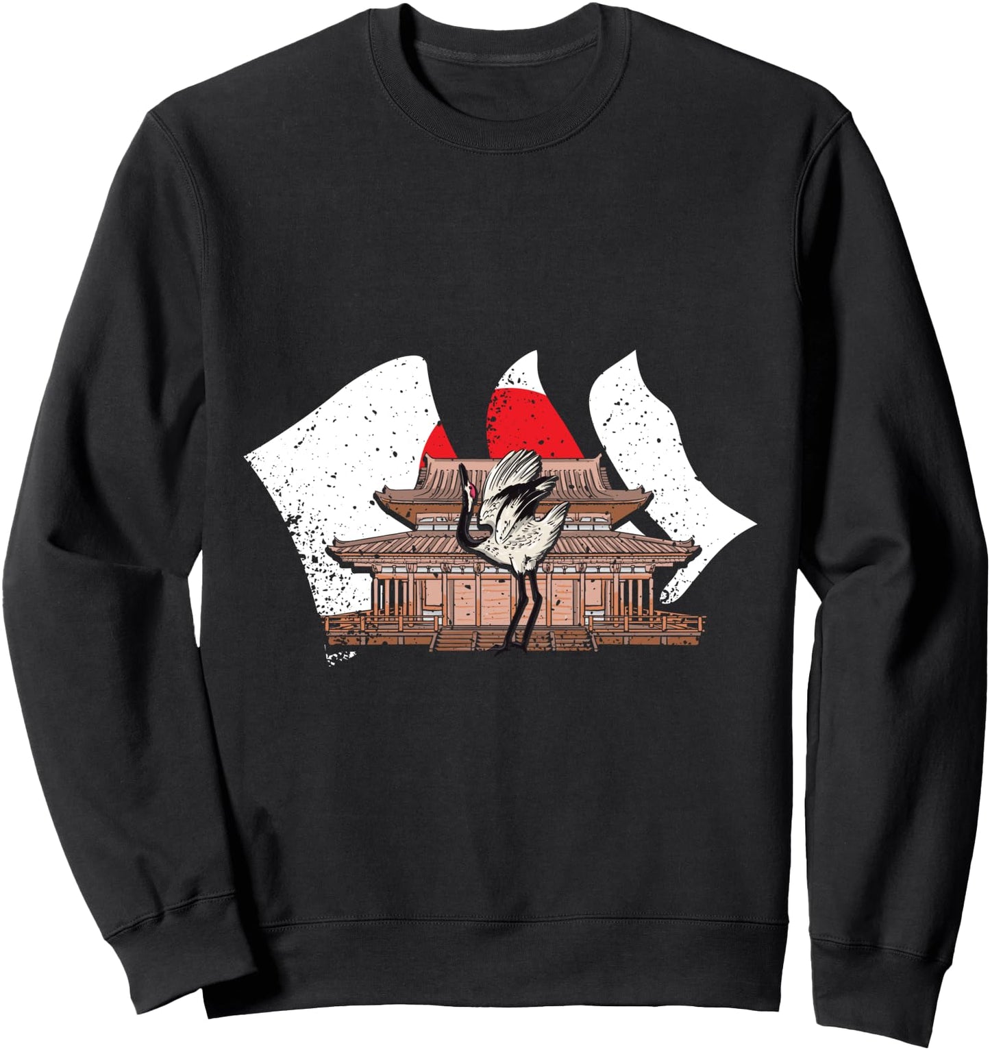 Japanese Crane with Japan Flag and japanese temple Sweatshirt