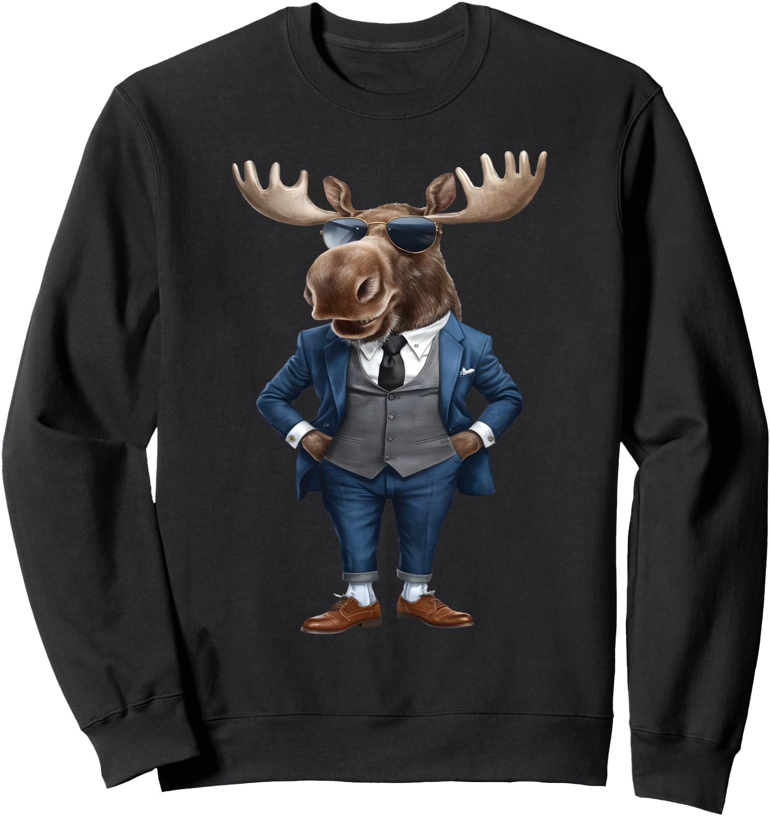 Moose Men Woman Moose In Suit Moose Sweatshirt