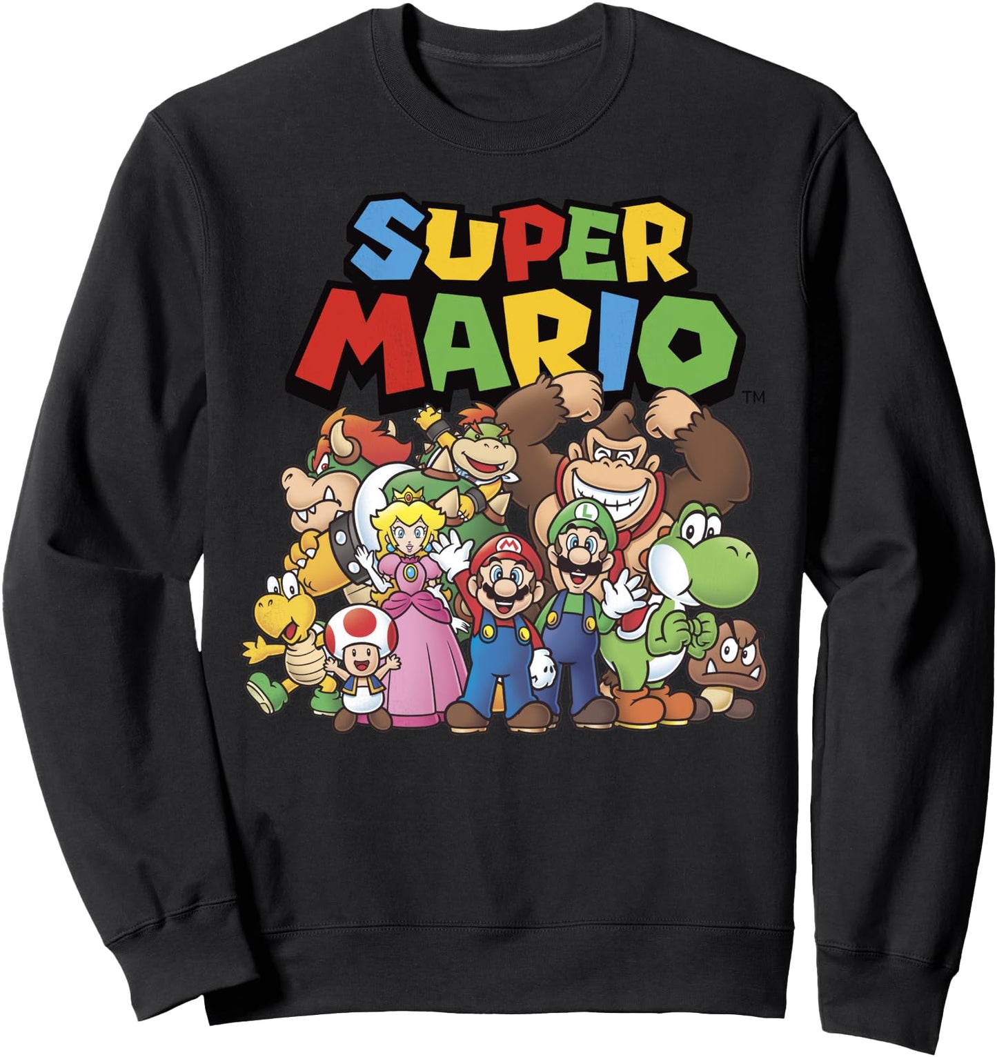 Super Mario Full Cast Group Shot Classic Graphic Fleece Sweatshirt