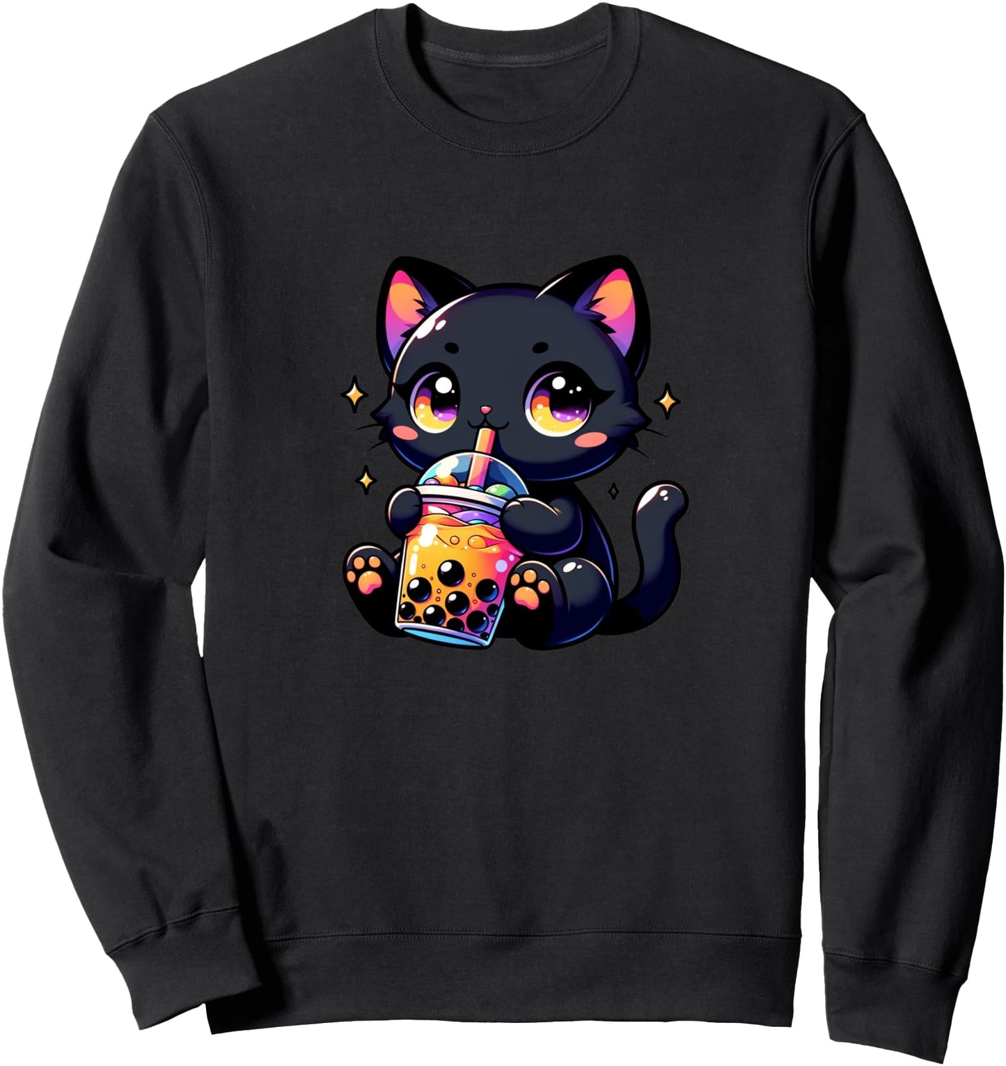 Cute Kawaii Cat Boba Tea Lover Boys Girls Sweatshirt