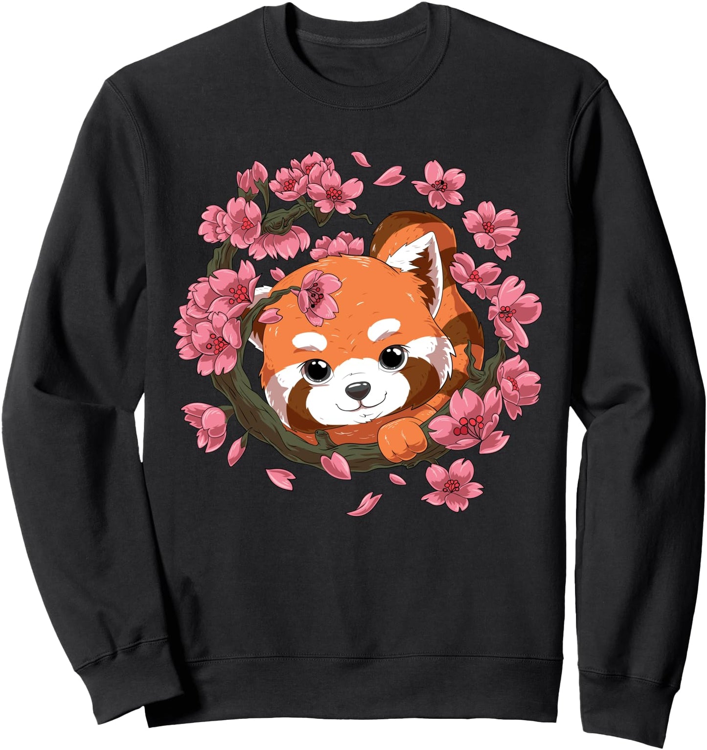 Cute Red Panda and Japanese Cherry Blossom Sakura Sweatshirt