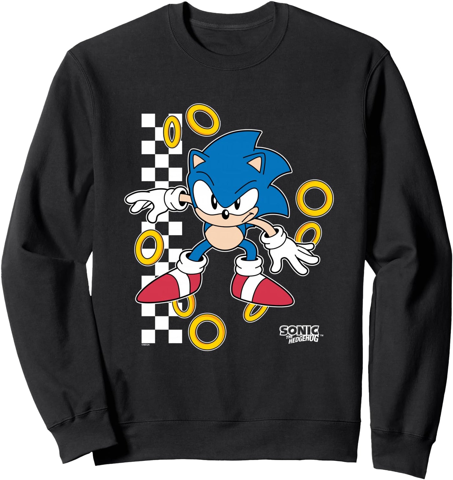 Sonic The Hedgehog Ready For Action Golden Rings Retro Shot Sweatshirt