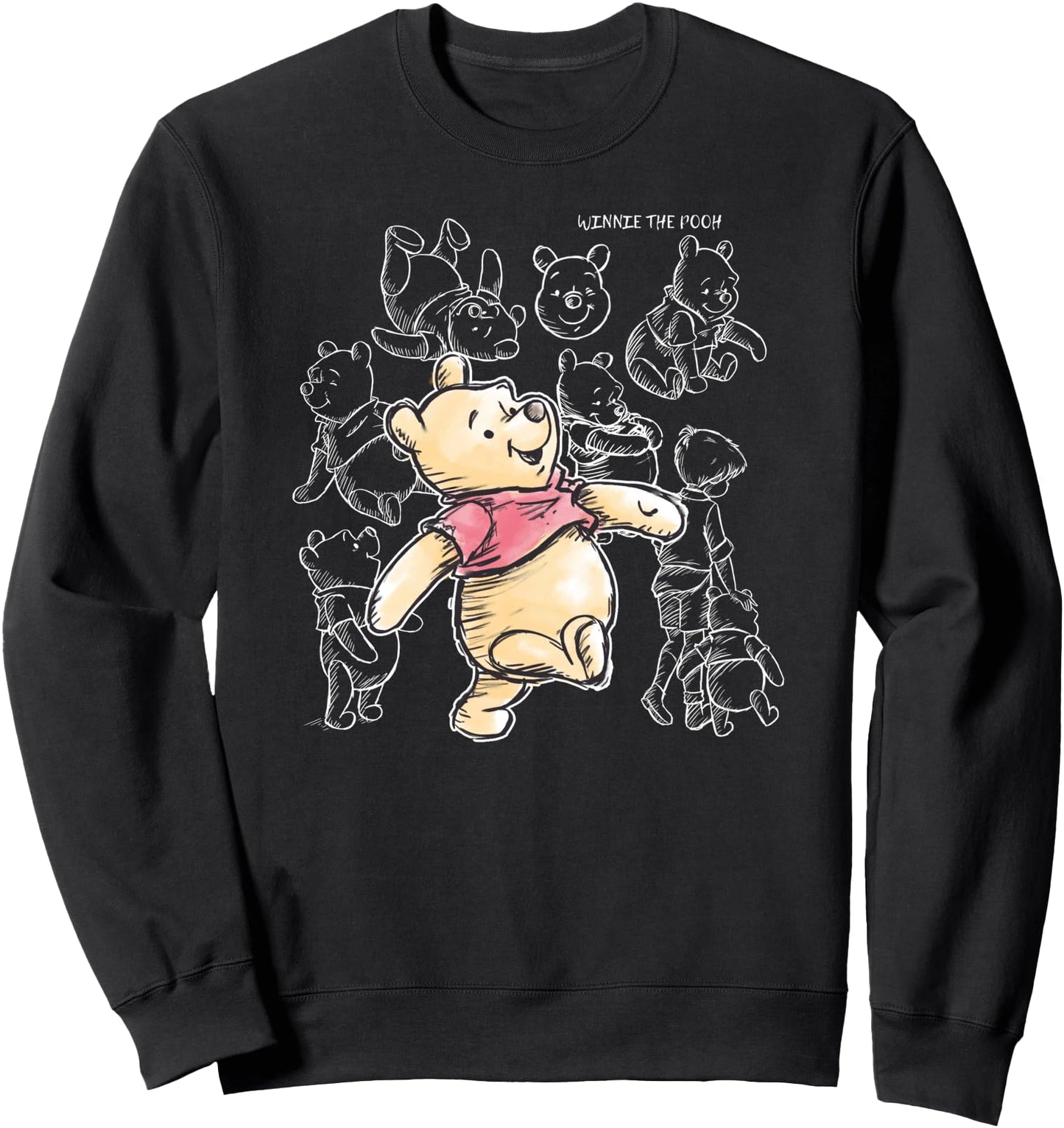 Disney Winnie The Pooh Pencil Sketch Funny Poses Sweatshirt
