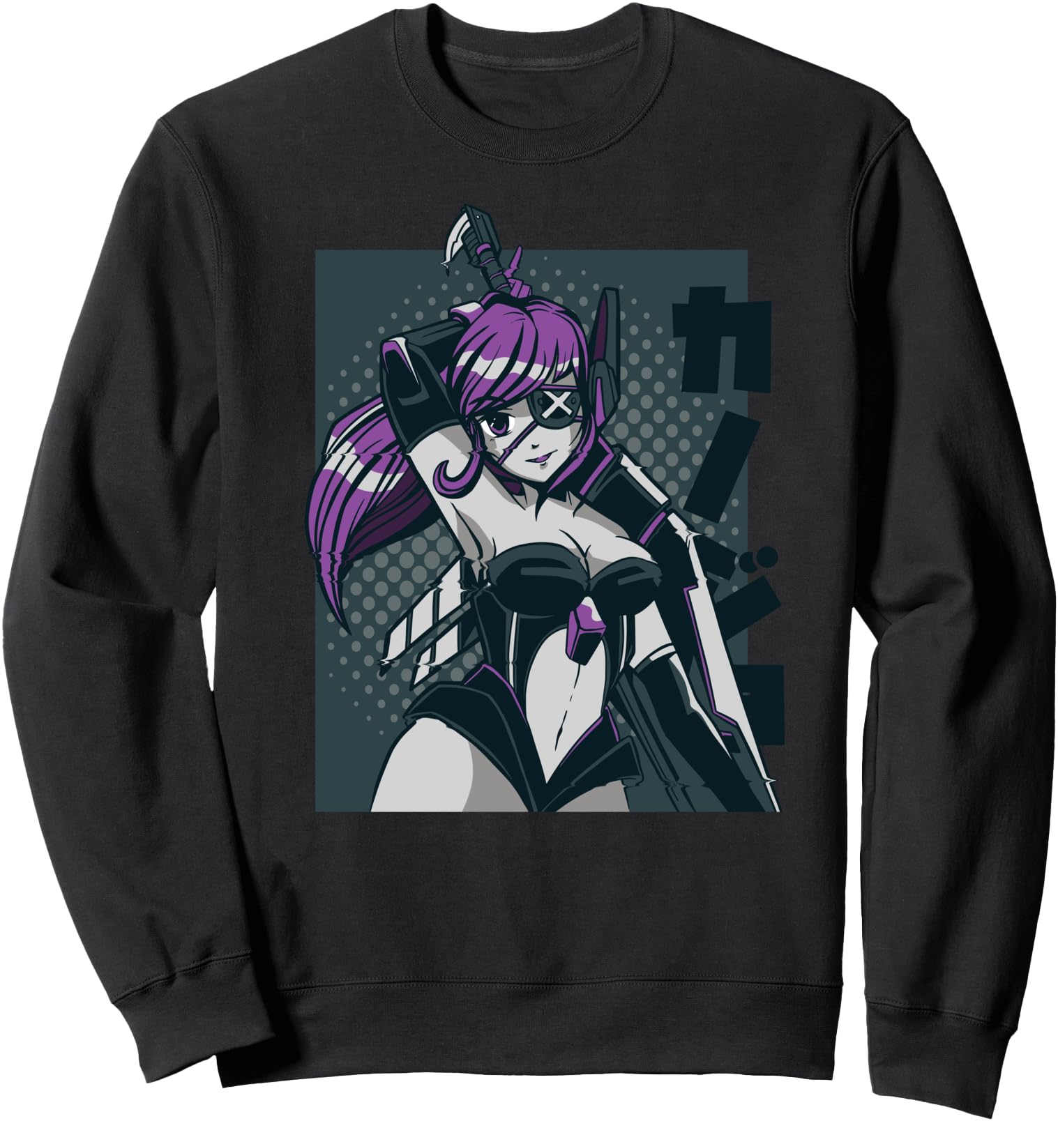 Hot Warrior Anime Fighter Girl Cute Japanese Purple Hair Sweatshirt