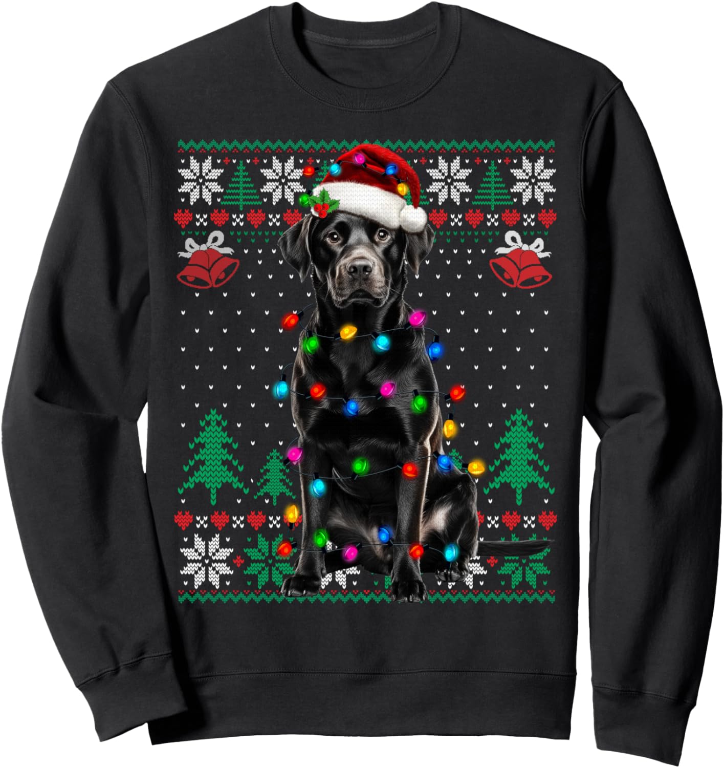 Black Lab Labrador Christmas Santa Hat Dog Ugly Sweater Sweatshirt