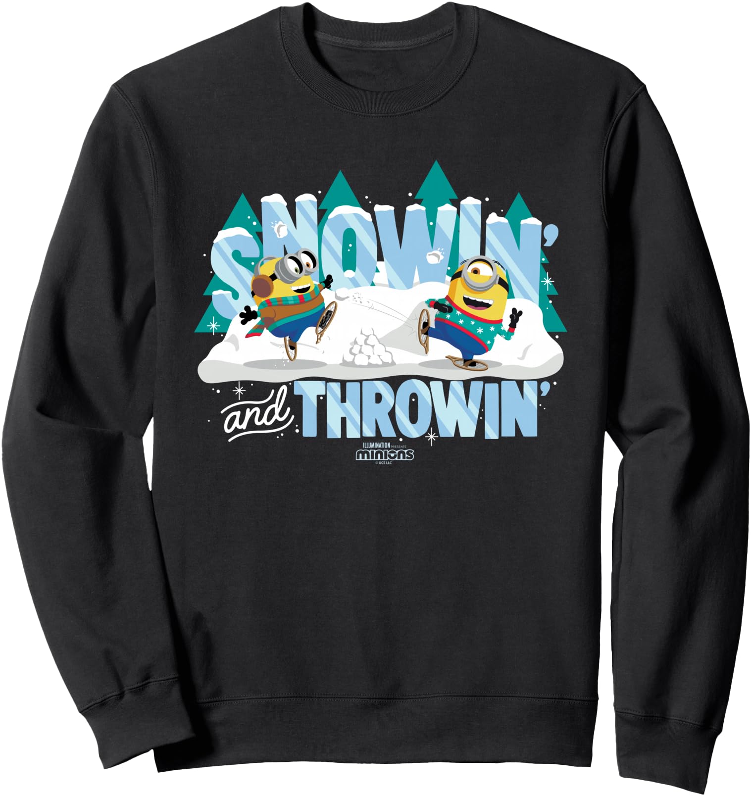 Minions Snowin' And Throwin' Holiday Snowball Sweatshirt