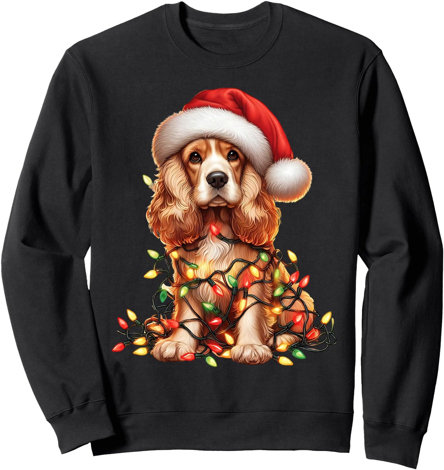 Cocker Spaniel Christmas Lights Dog Lover Xmas Pajama Sweatshirt