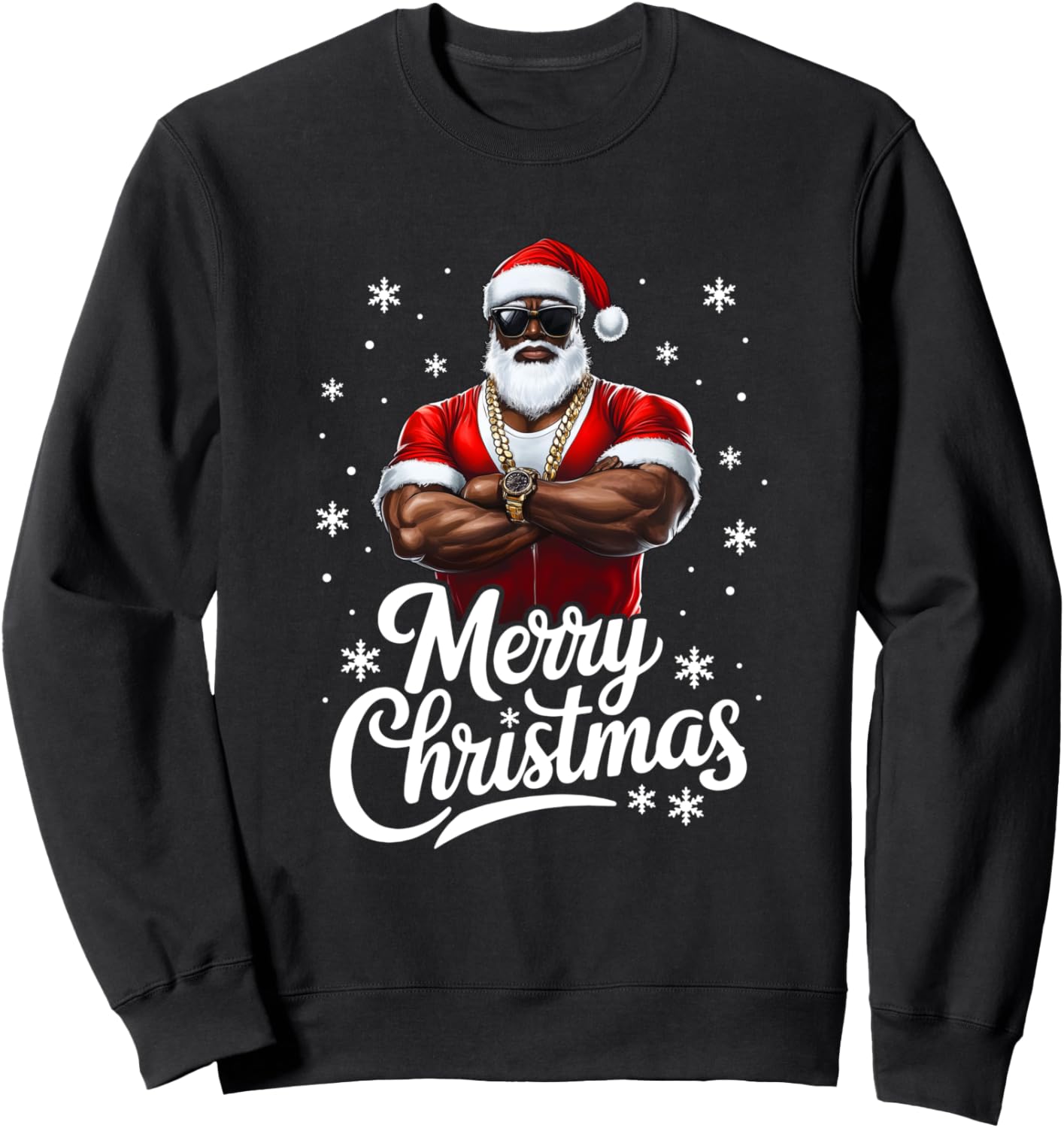 African American Santa Christmas Cool Afro Black Men Sweatshirt