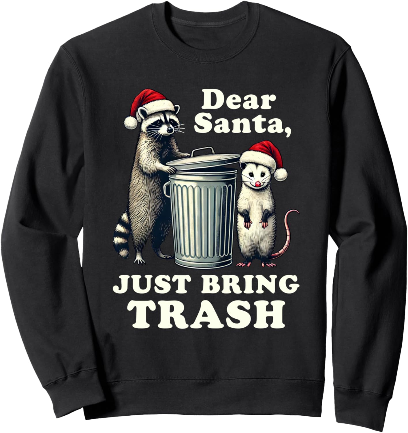 Christmas Raccoon Possum Santa Bring Trash Raccoon Sweatshirt